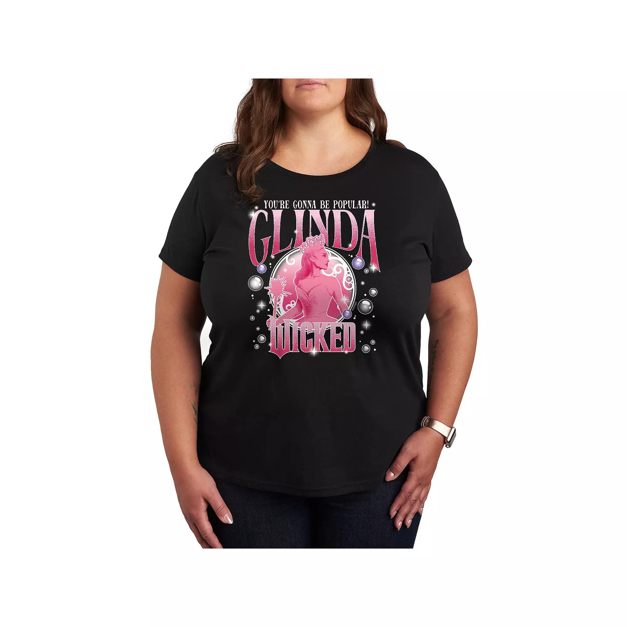Plus Size Wicked Glinda You're Gonna Be Popular Tee, Women's, Size: 2XL, Black Product Image