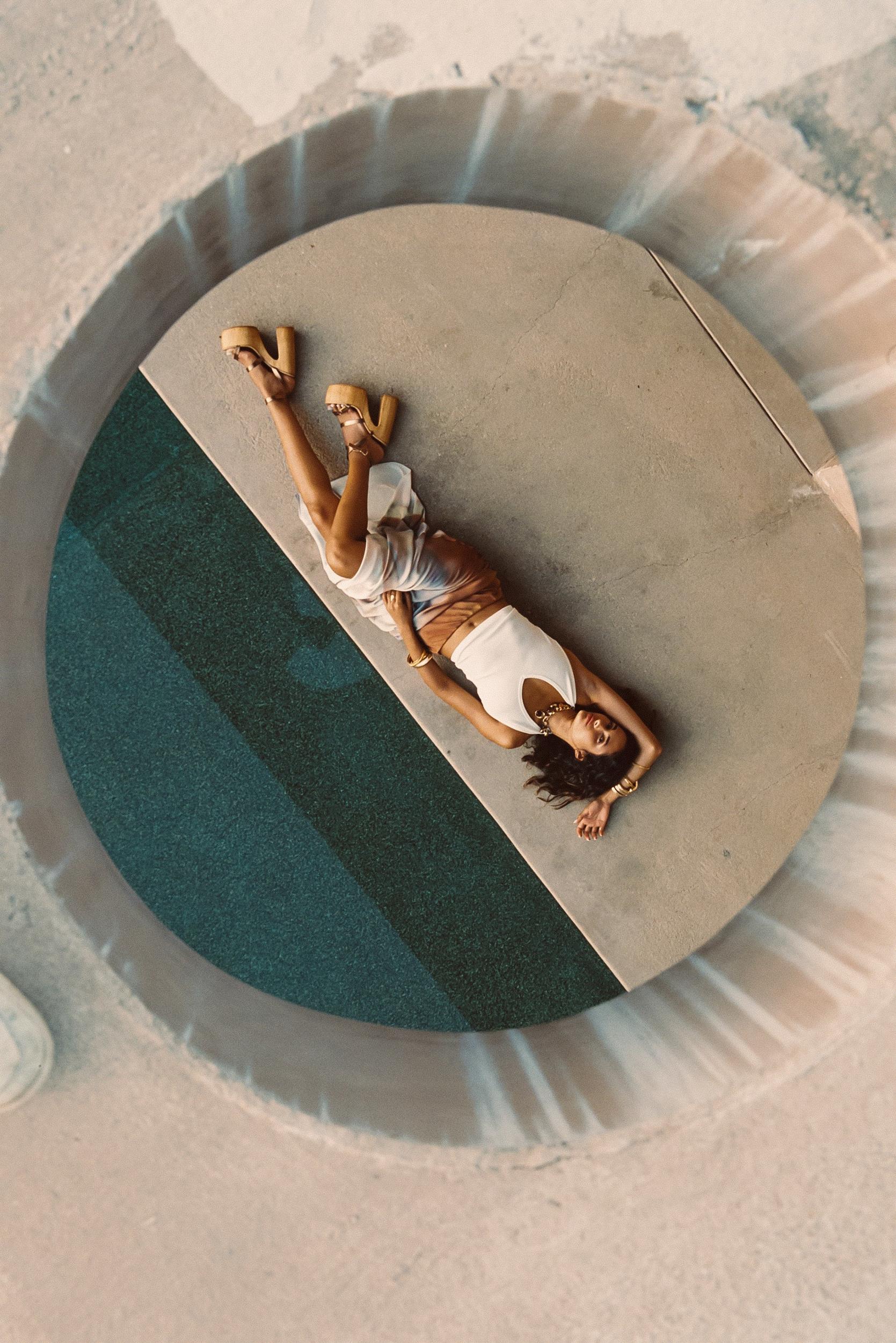 Dolce Golden Ombre Satin Maxi Skirt Product Image