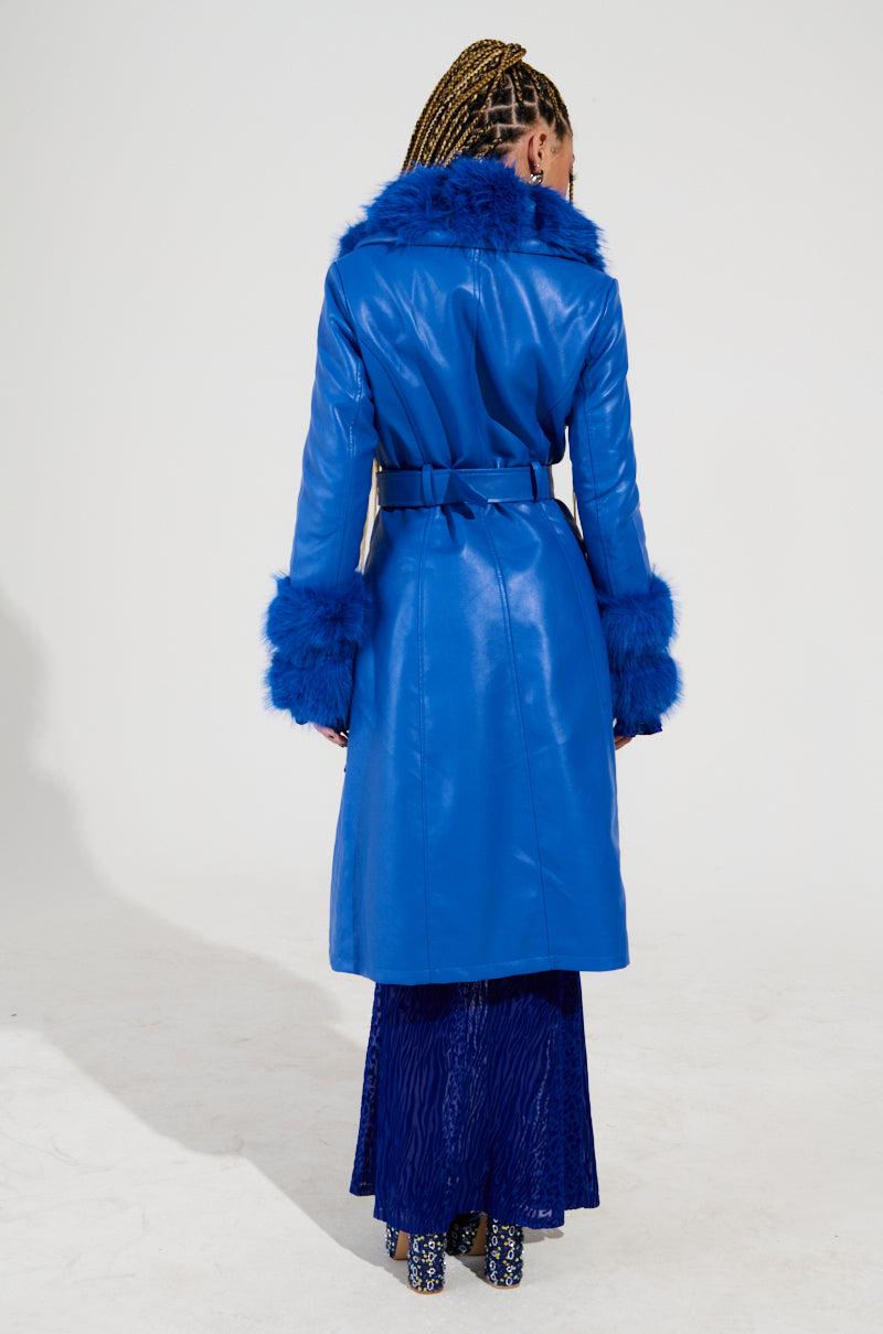NEW KAYA FUR LINED TRENCH IN BLUE Product Image