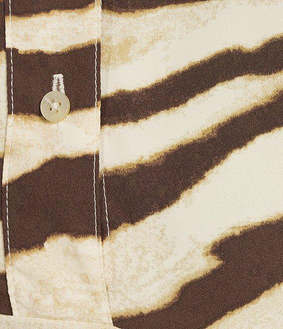 Lauren Ralph Lauren Zebra Crepe De Chine Point Collar Tie Front Faux Wrap Dress Product Image