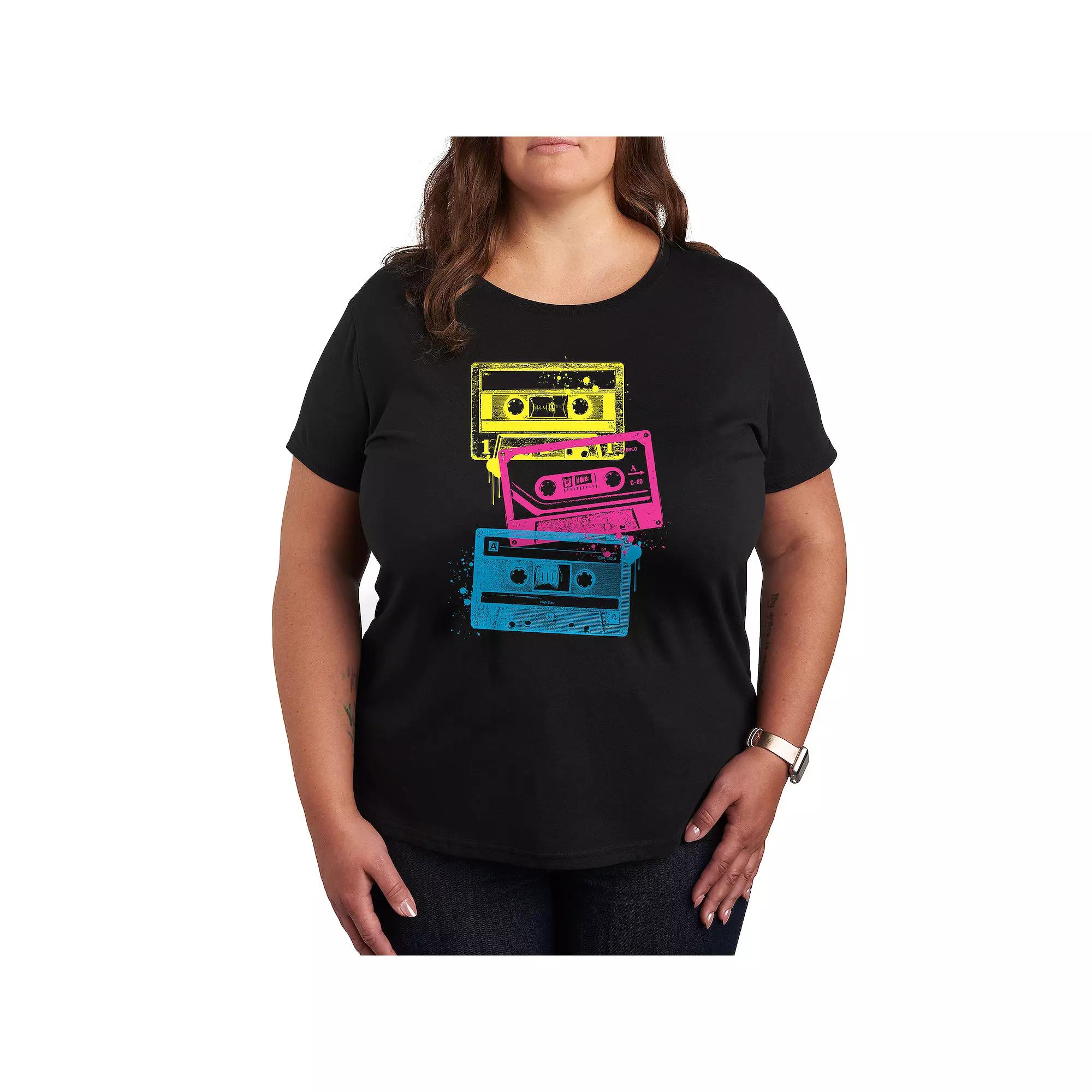 Women's Grunge Cassette Tapes Graphic Tee,  Product Image