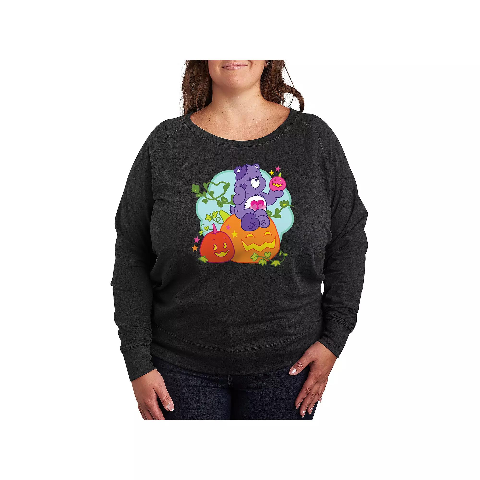 Plus Size Care Bears Halloween Pumpkin French Terry Long Sleeve Tee, Women's, Size: 1XL, Heather Grey Product Image