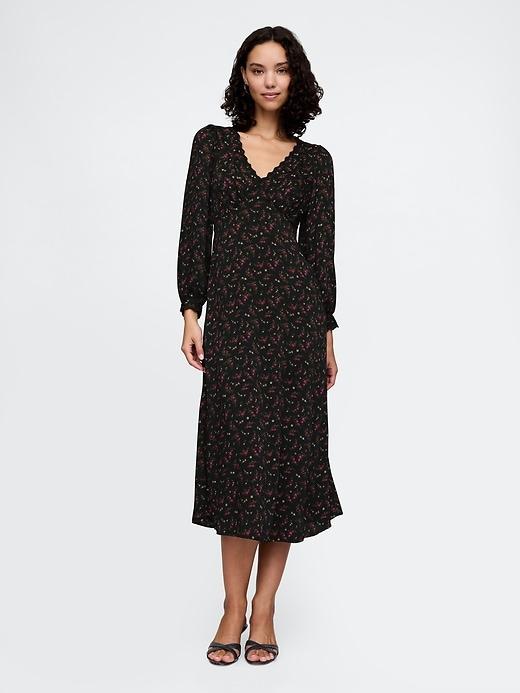 Satin Empire Midi Dress Product Image