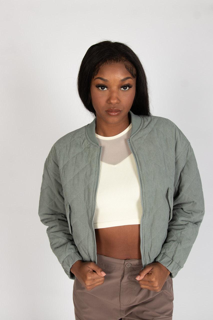 Quilted Corduroy Bomber Jacket Product Image