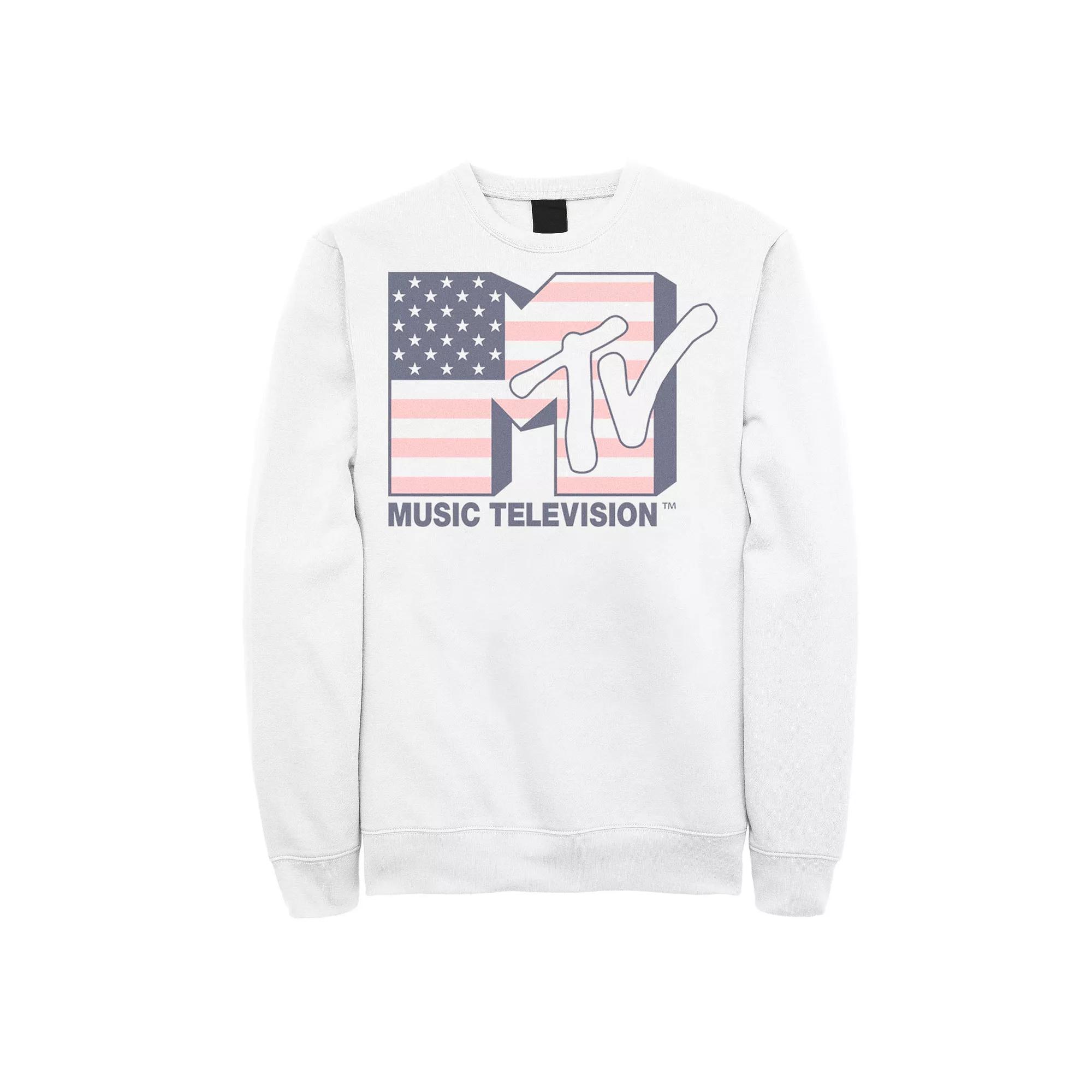 Men's MTV Distressed American Flag Logo Graphic Fleece,  Product Image
