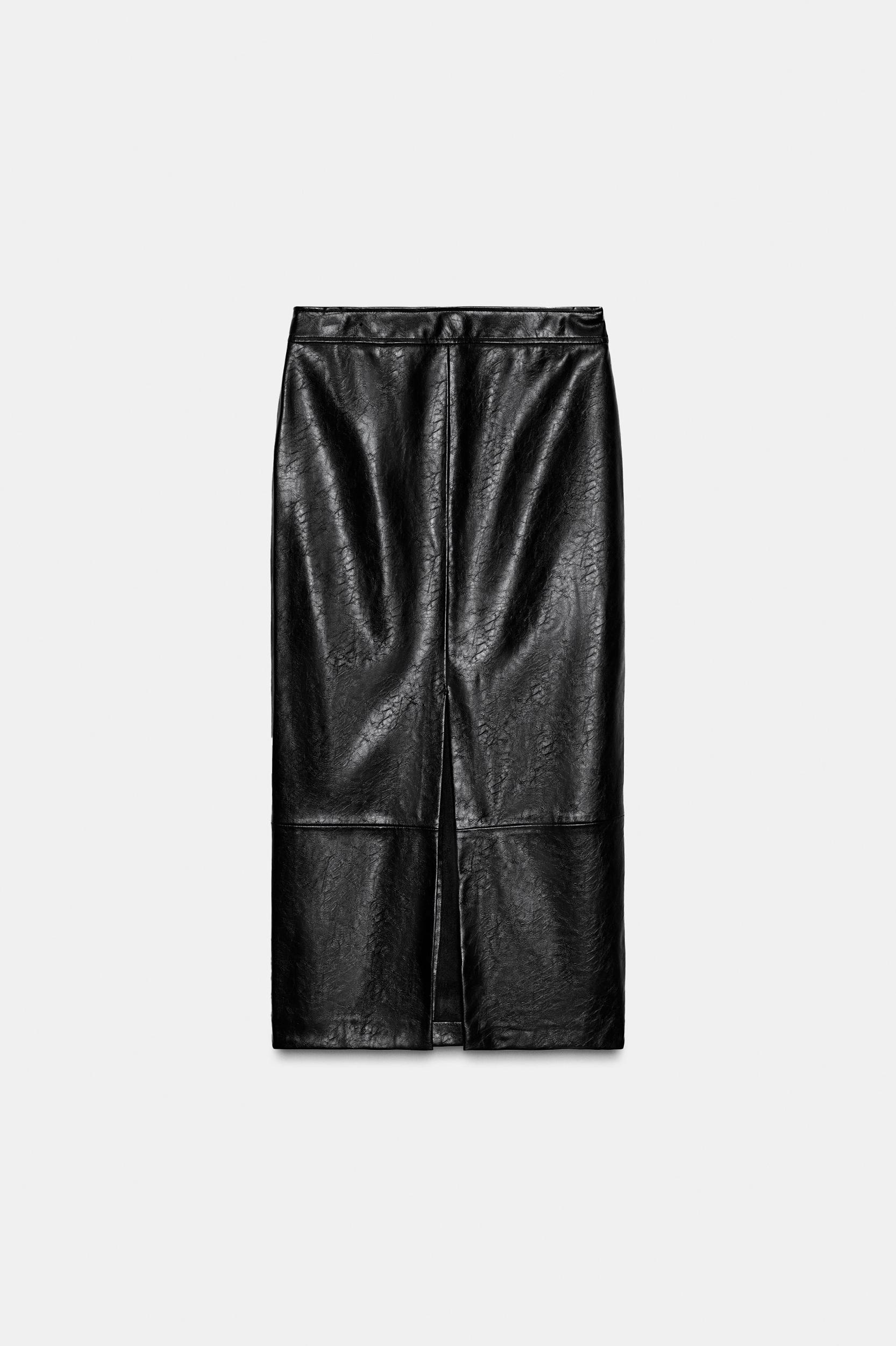 FAUX LEATHER MIDI SKIRT Product Image