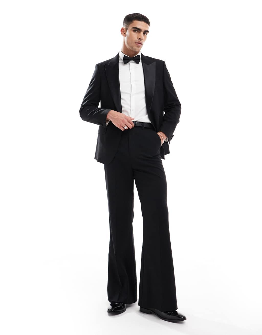 ASOS DESIGN new skinny tuxedo suit jacket with low break in black Product Image