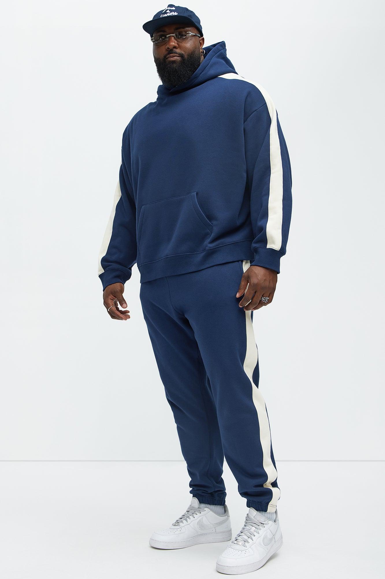 Tyson Heavyweight Striped Jogger - Navy Product Image