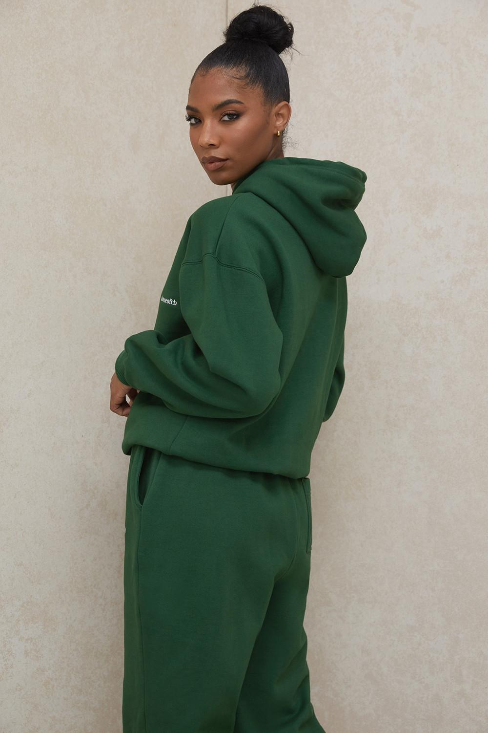 Halo  green cotton fleece-back oversized hoodie Product Image
