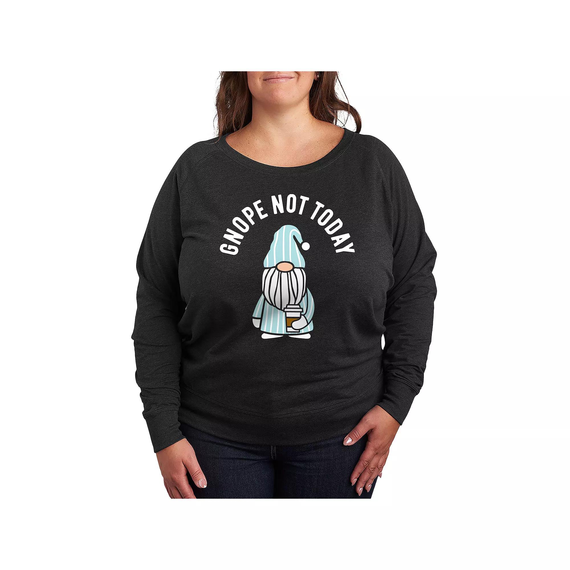 Women's Gnope Not Today Sleepy Gnome French Terry Long Sleeve Tee,  Product Image