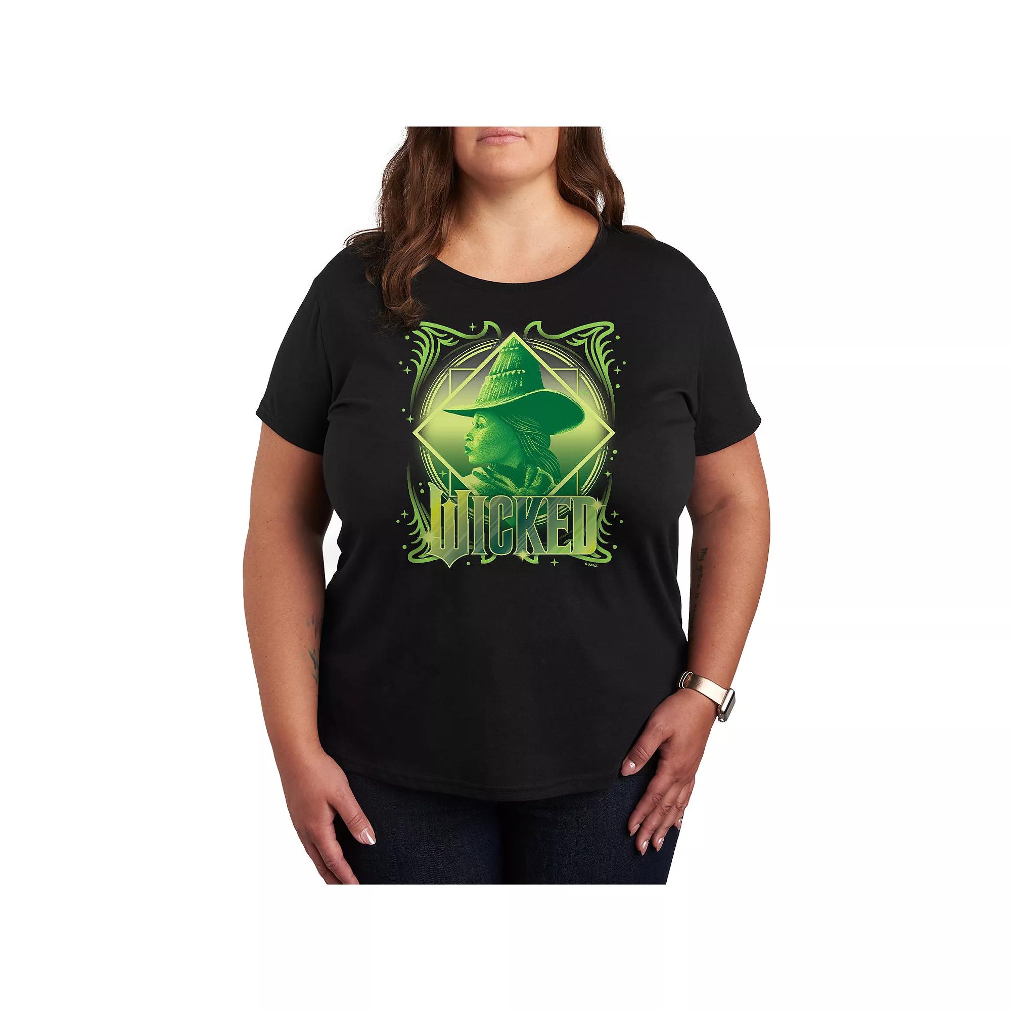 Plus Size Wicked Elphaba Portrait Tee, Women's, Size: 3XL, Black Product Image