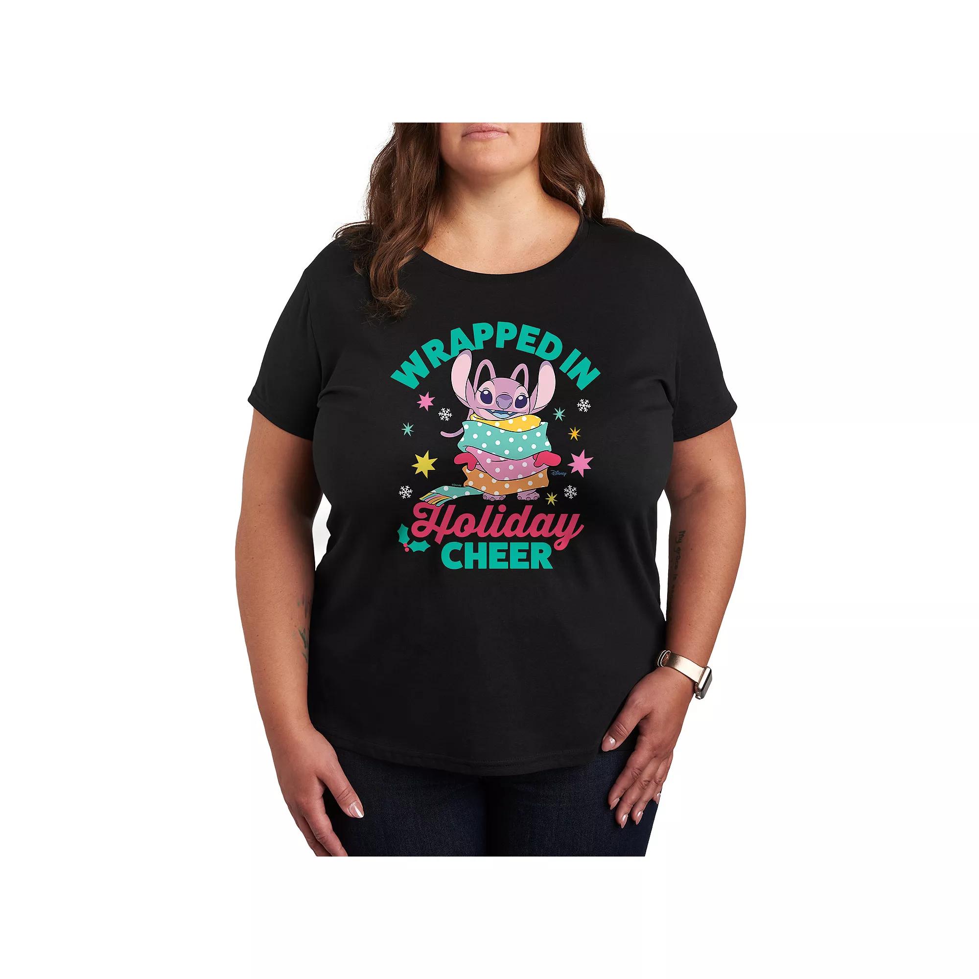 Disney's Lilo and Stitch Angel Plus Size Holiday Cheer Graphic Tee, Women's, Size: 2XL, Black Product Image
