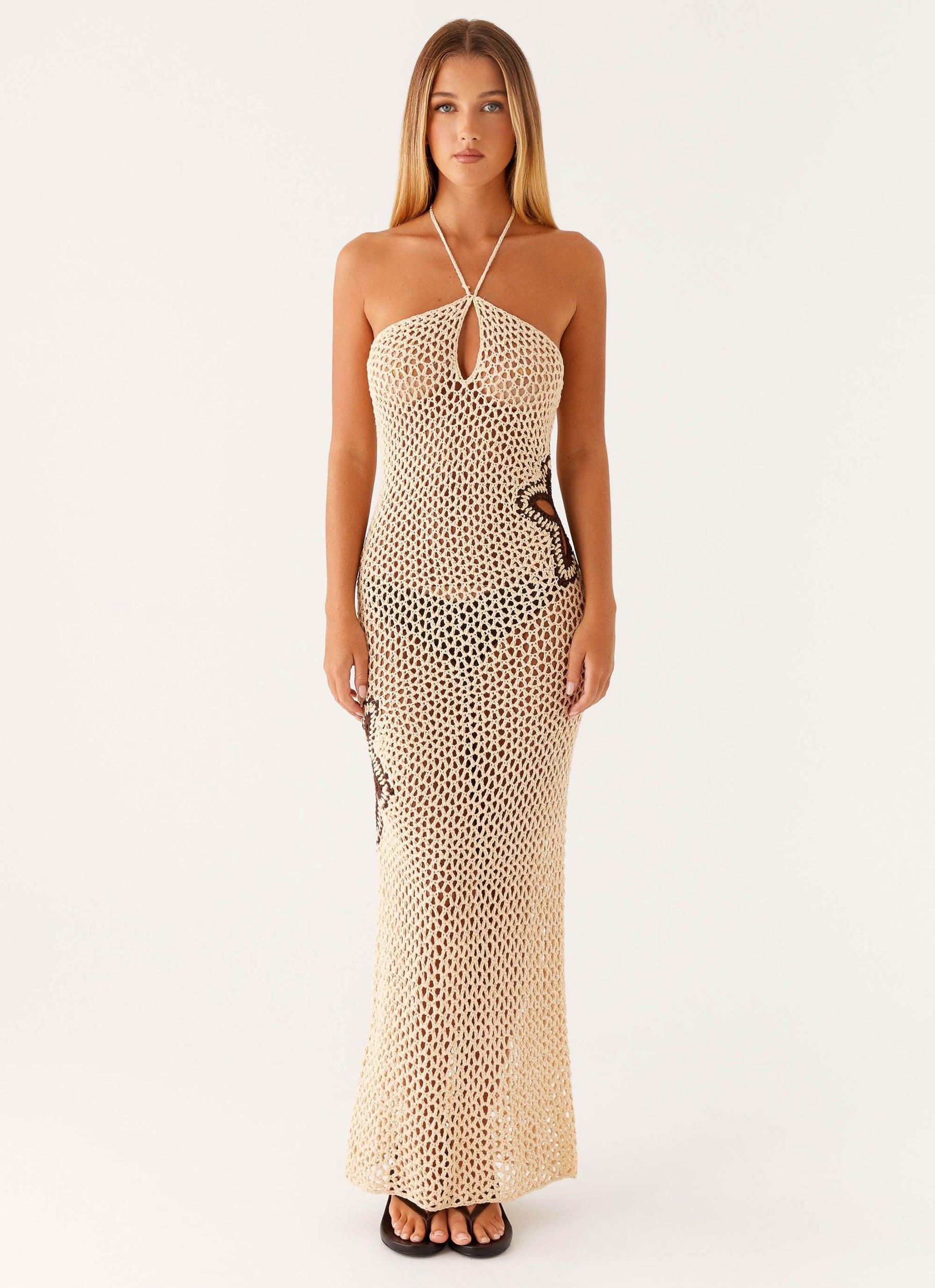 Aster Crochet Maxi Dress - Pastel Yellow Product Image