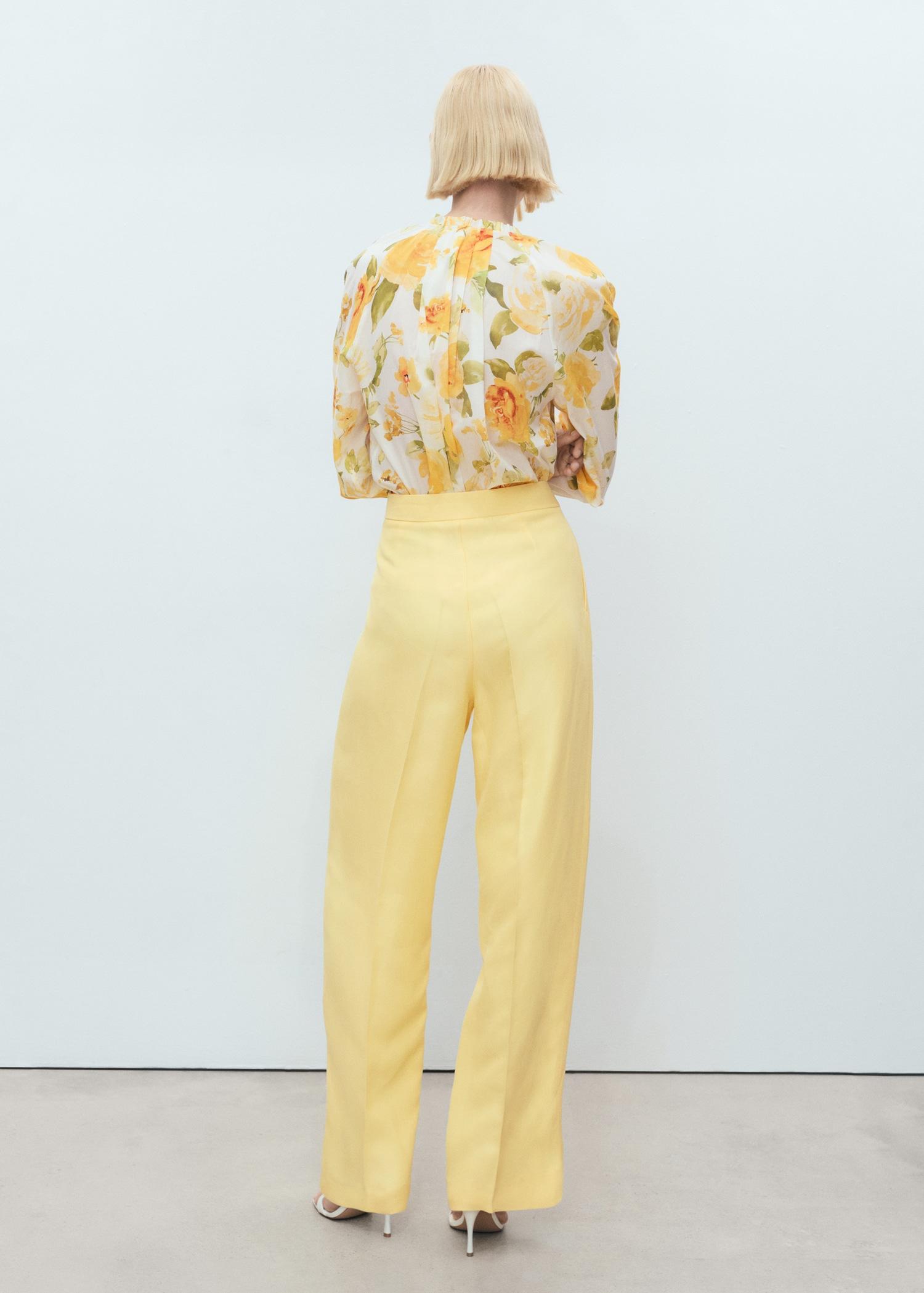 Linen-blend pleated pants - Women | MANGO USA Product Image