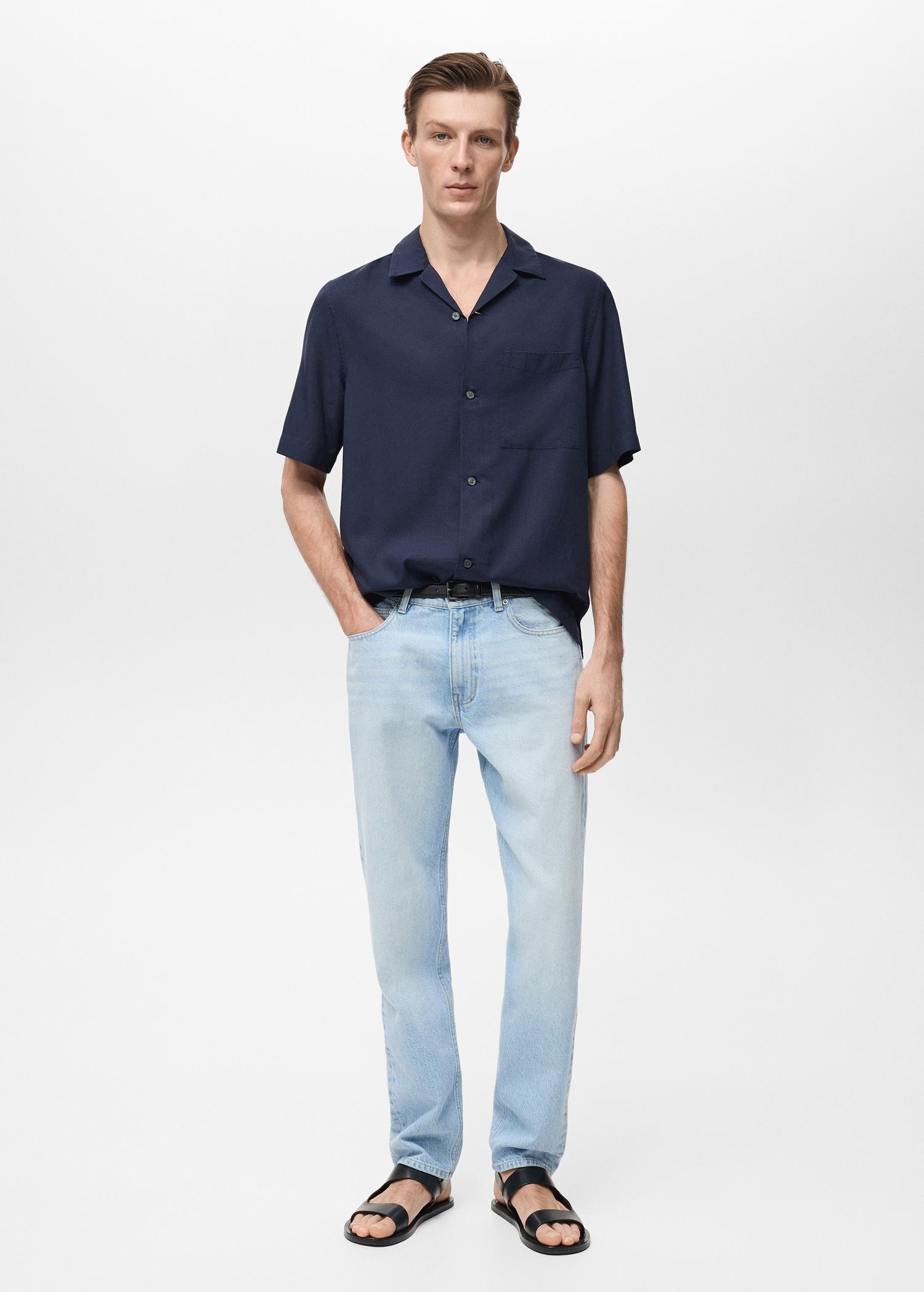 Lyocell shirt with pocket - Men | MANGO USA Product Image