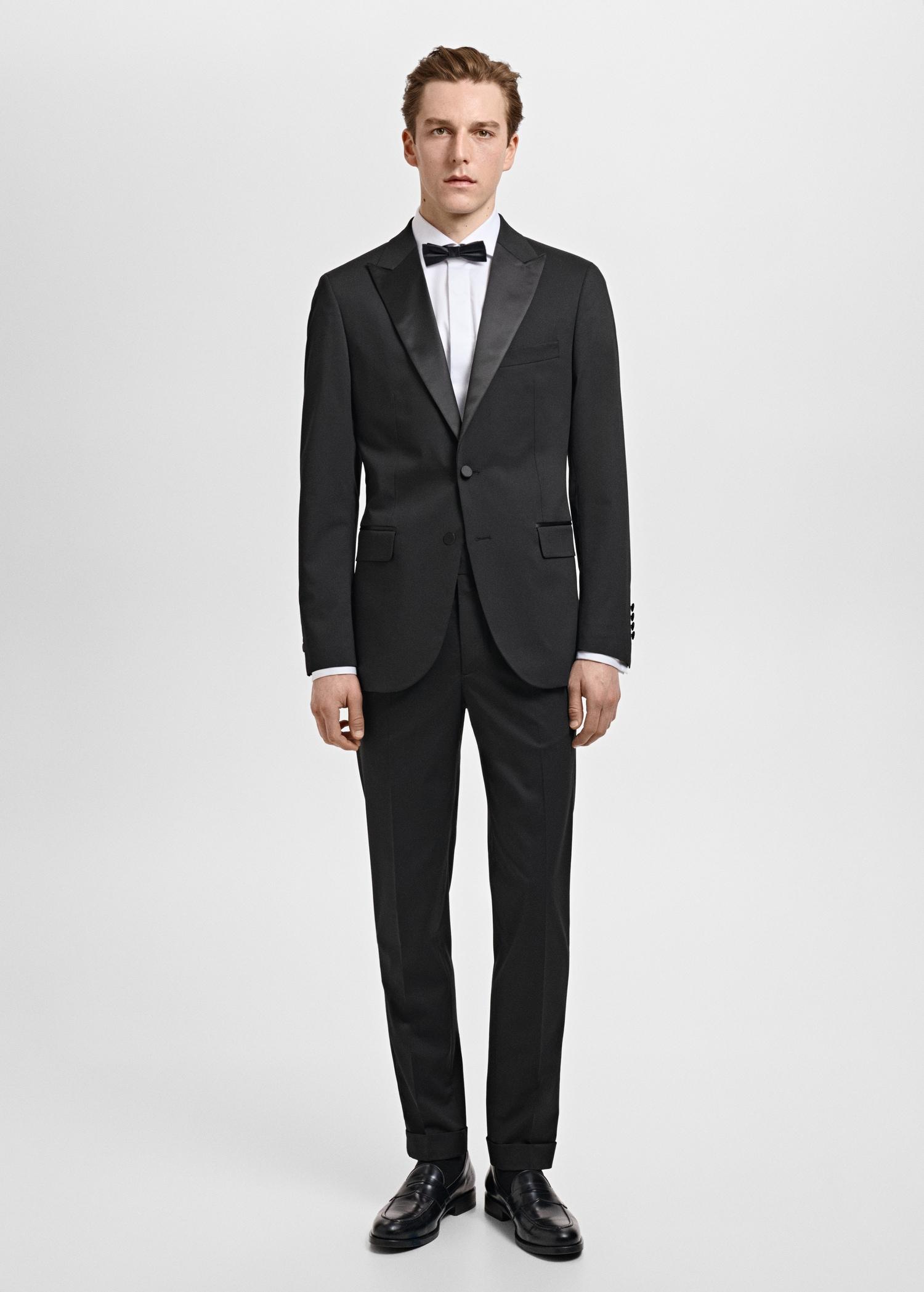 Satin lapels suit blazer - Men | MANGO USA Product Image