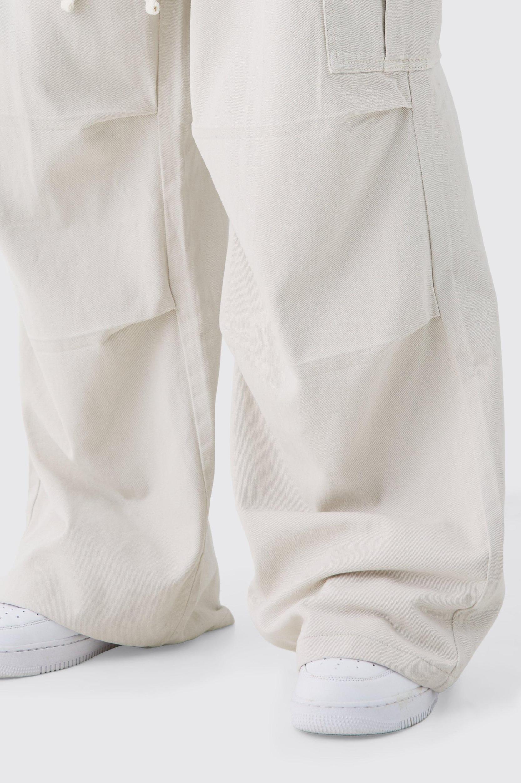 Extreme Baggy Fit Cargo Pants In Ecru | boohooMAN USA Product Image