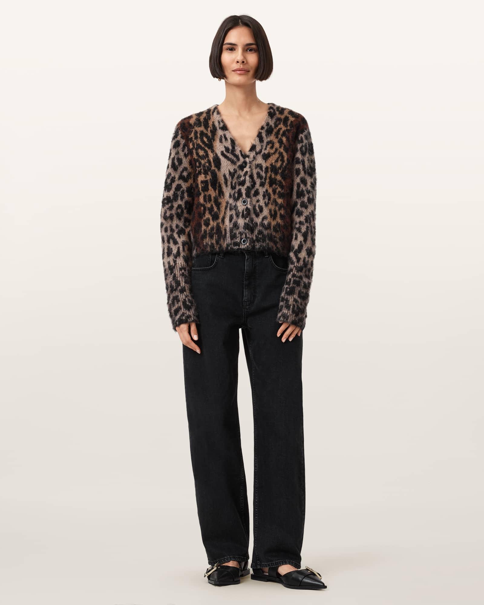 Wick Leopard Jacquard Cropped Cardigan Product Image