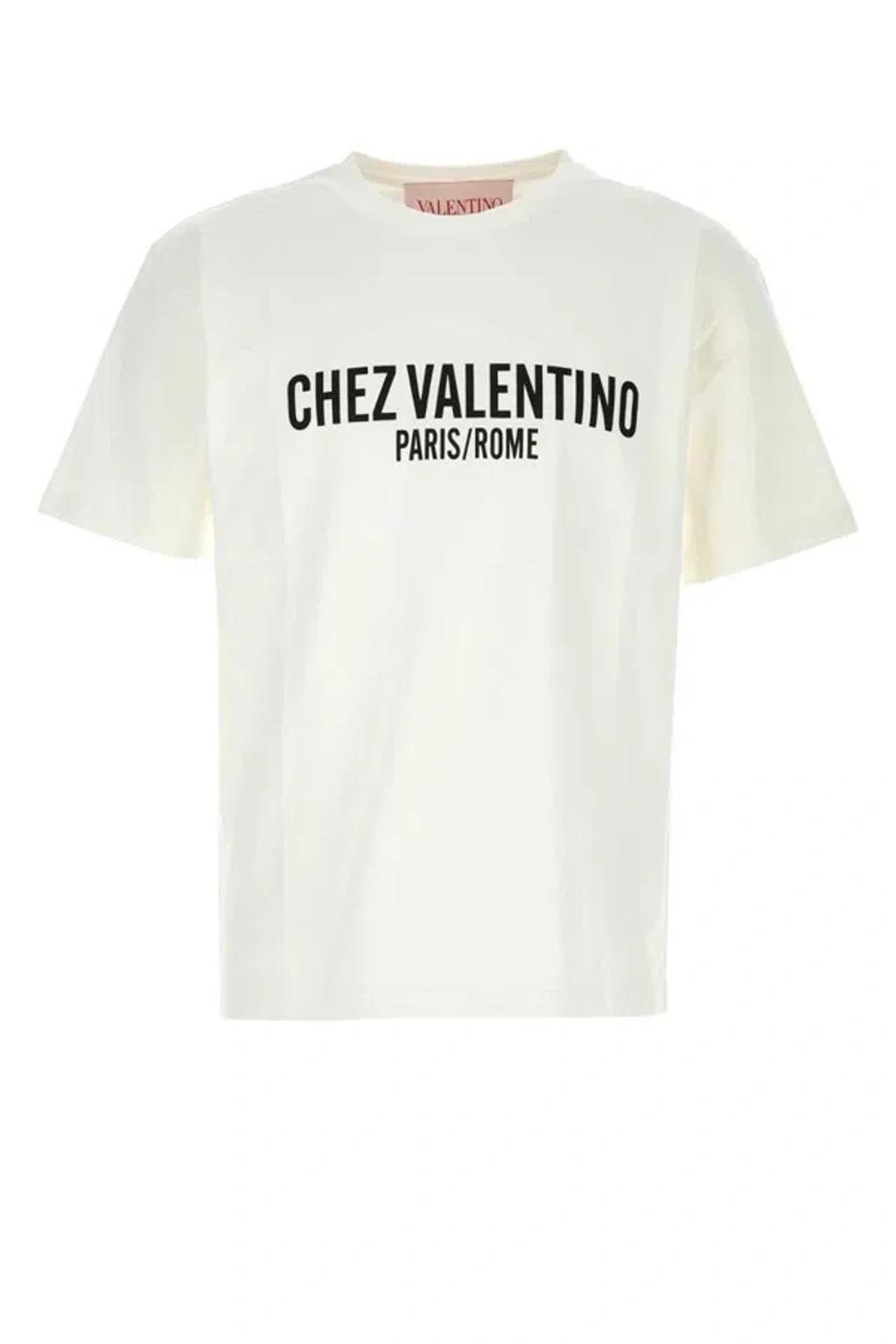 VALENTINO Cotton Crew Neck T-shirt With Graphic Print In White Product Image
