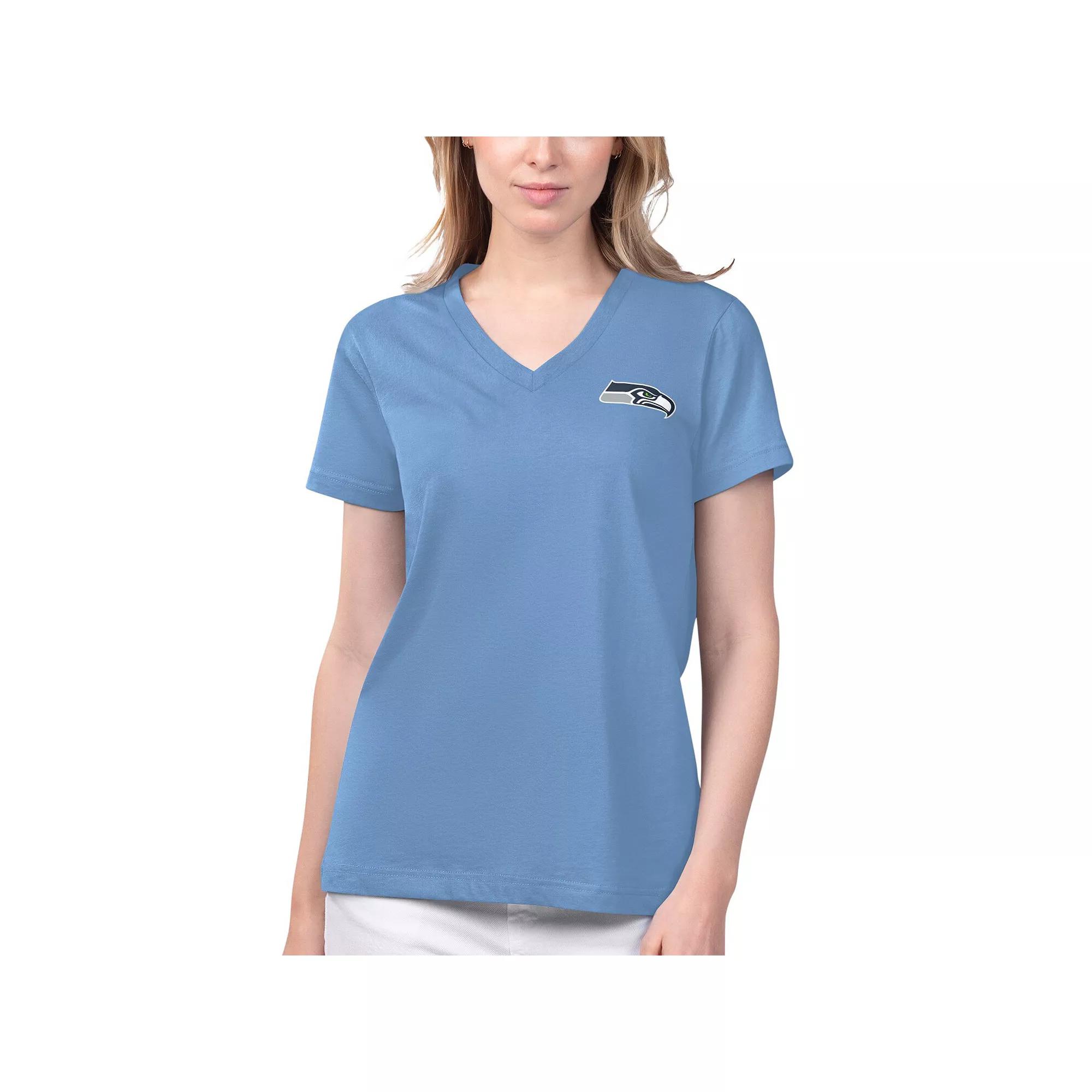 Women's Margaritaville Blue Seattle Seahawks Game Time V-Neck T-Shirt,  Product Image