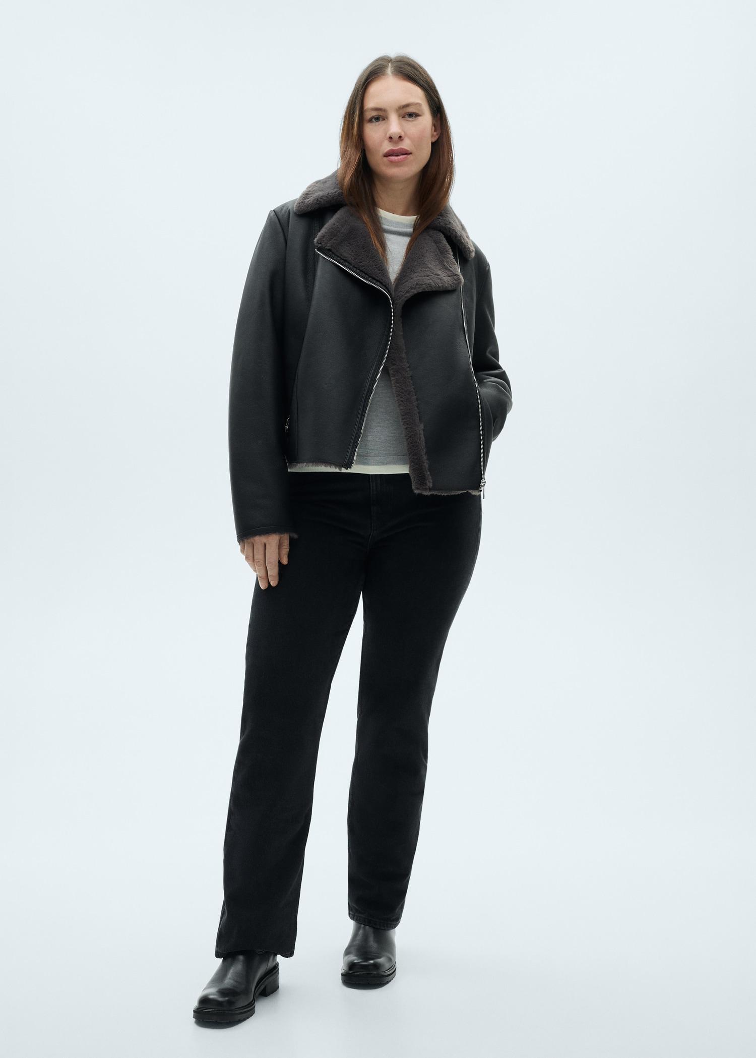 Jacket with shearling-effect lining - Women | MANGO USA Product Image