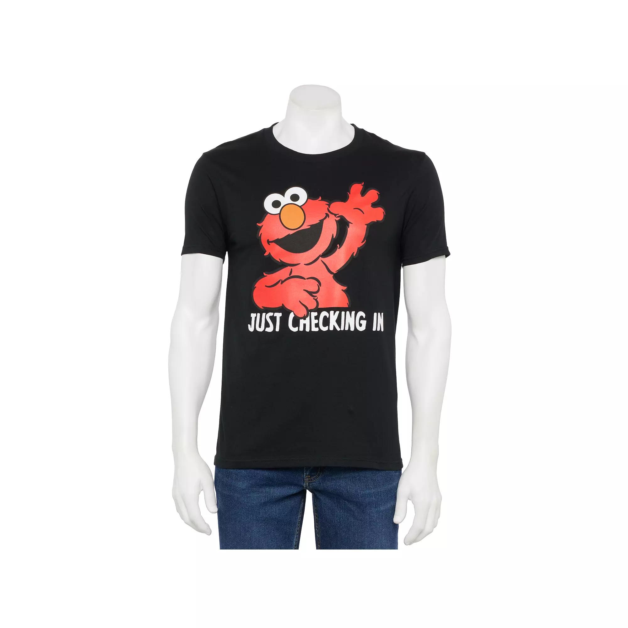 Men's Sesame Street Elmo Just Checking In Graphic Tee, Size: Large, Black Product Image