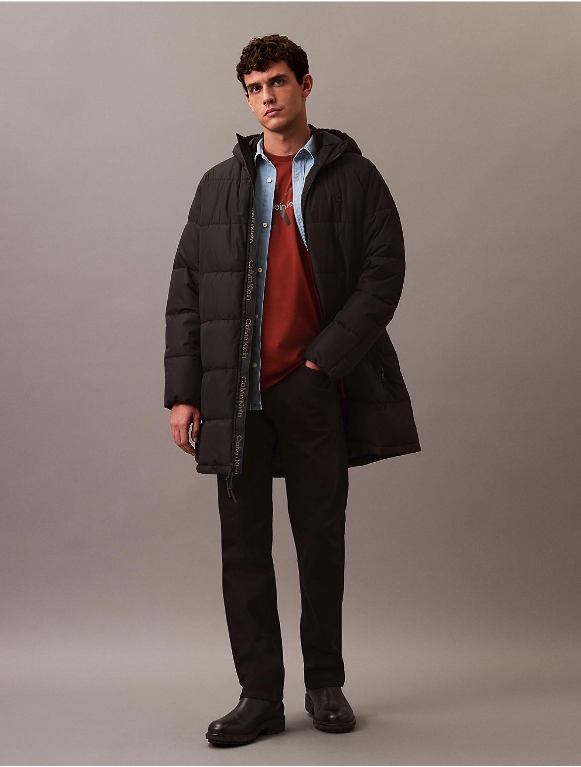 Calvin Klein Mens Heavyweight Hooded Long Puffer Coat - Grey Product Image