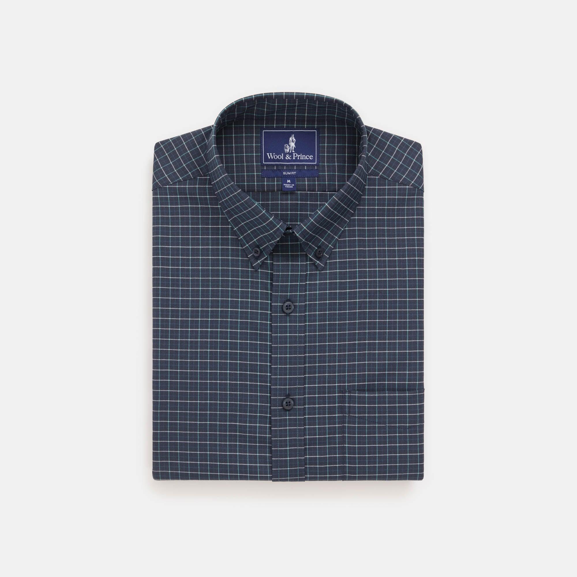 Merino Wool Button-Down Shirt | Tonal Green Plaid Product Image