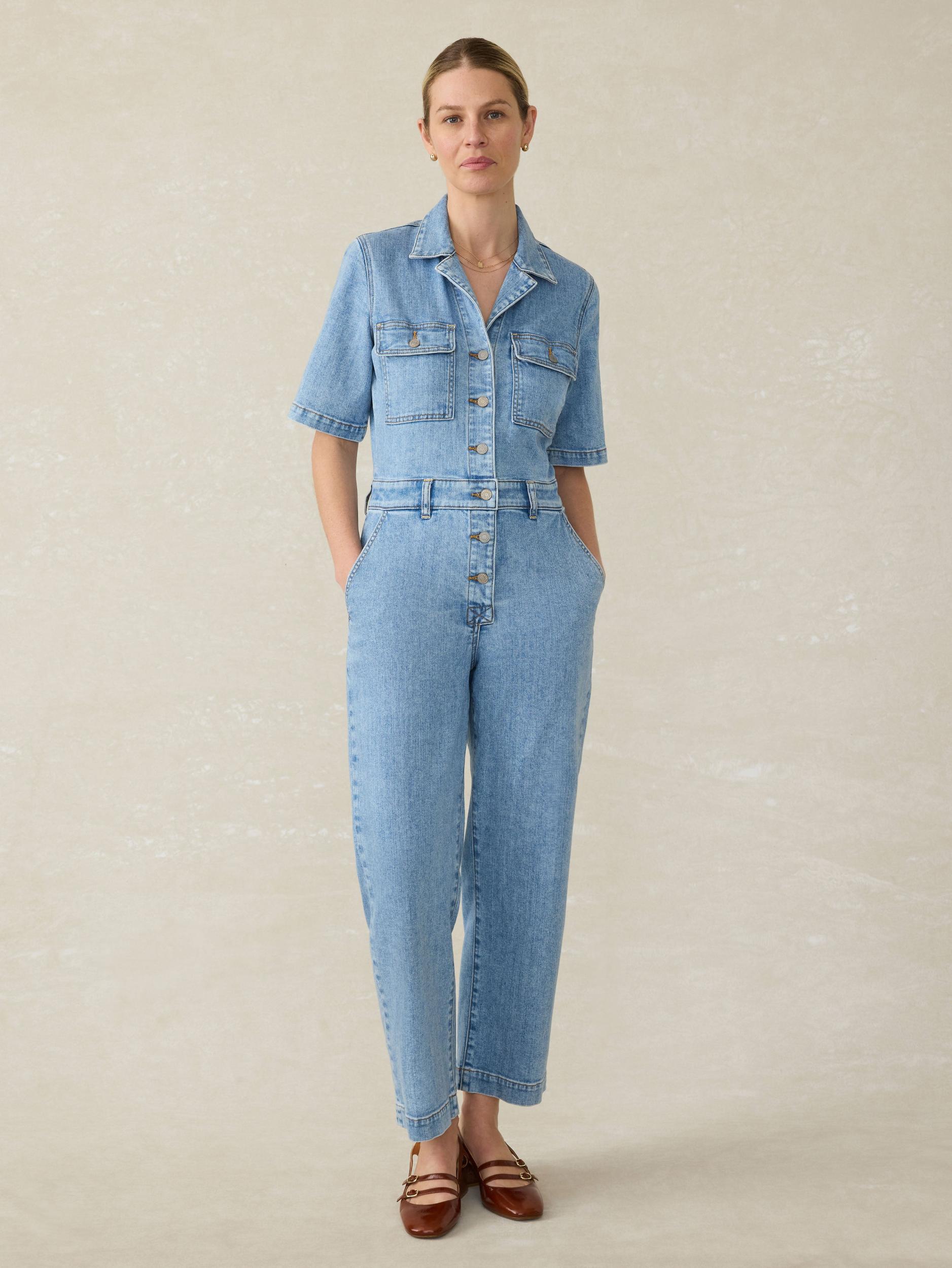 Short-Sleeve Denim Michelle Jumpsuit - Cloudlight Wash Female Product Image