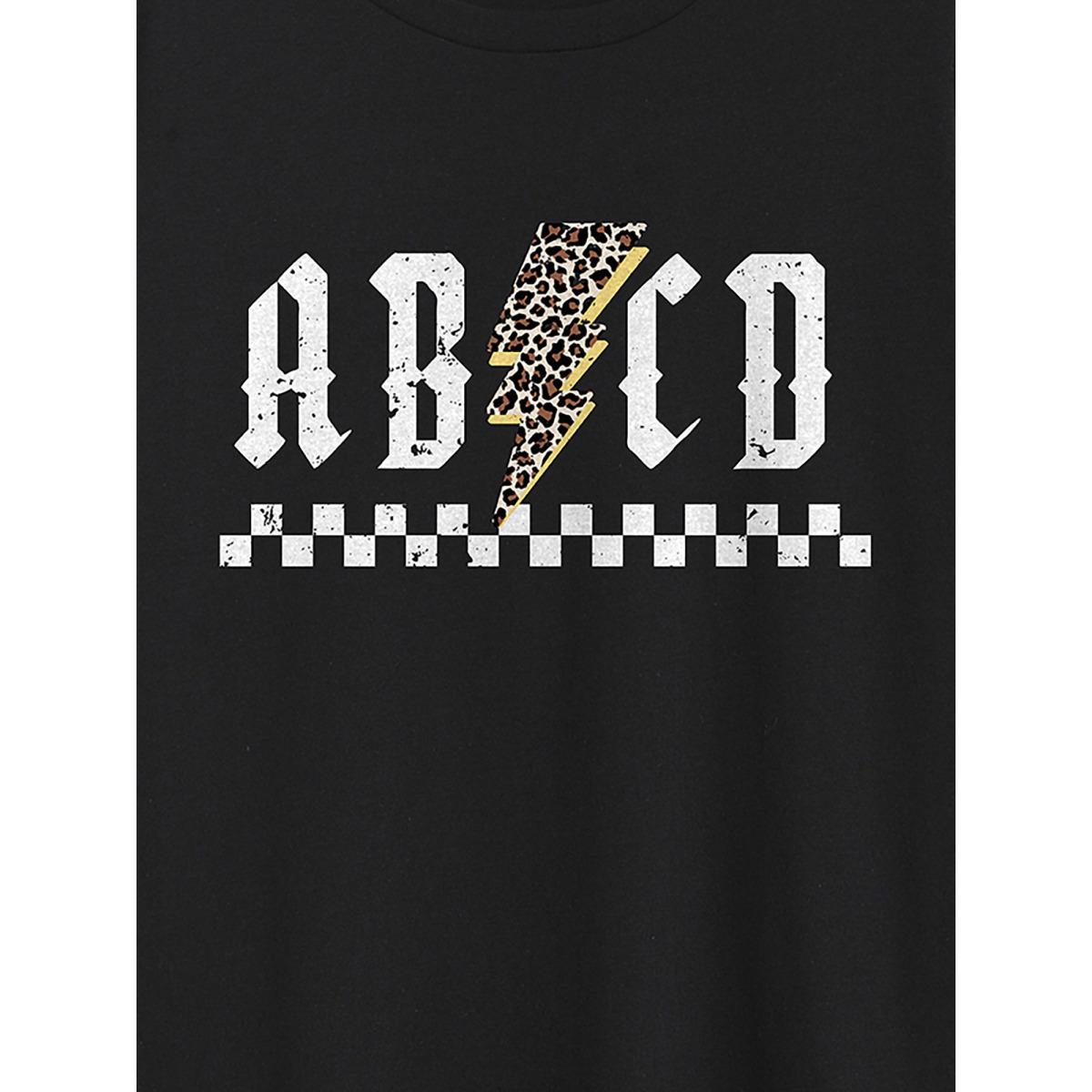 Plus Size Wild Letters Round Neck T-Shirt Pureblack Women Non Positive slogan Round Neck Everyday-Casual T-shirts BloomChic 28/5X Product Image