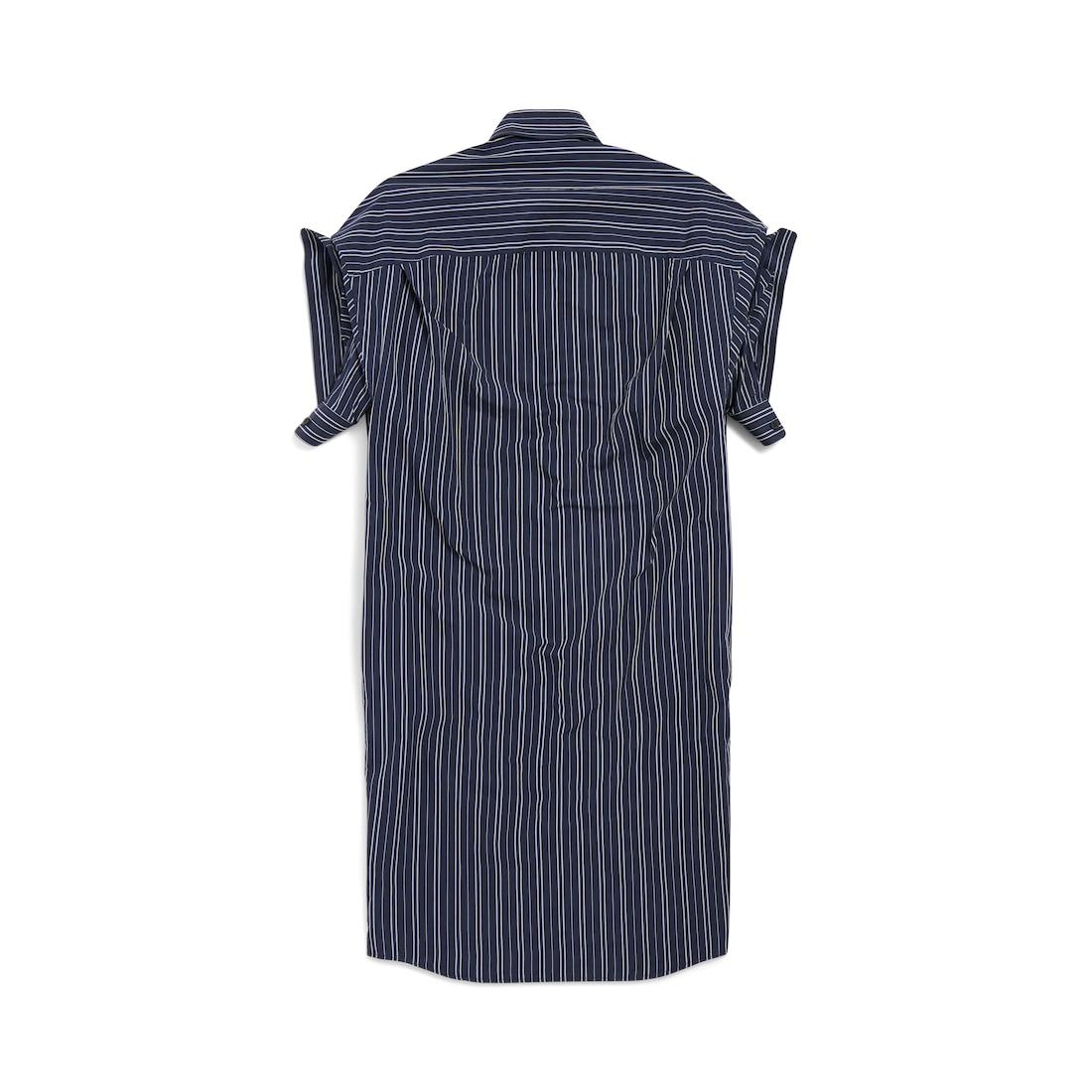 Women's Tucked Sleeve Shirt Dress in Navy Product Image