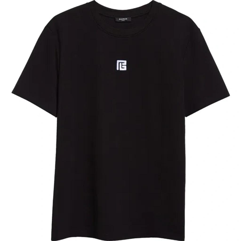 BALMAIN Logo-embroidered Crew-neck T-shirt In Black Product Image
