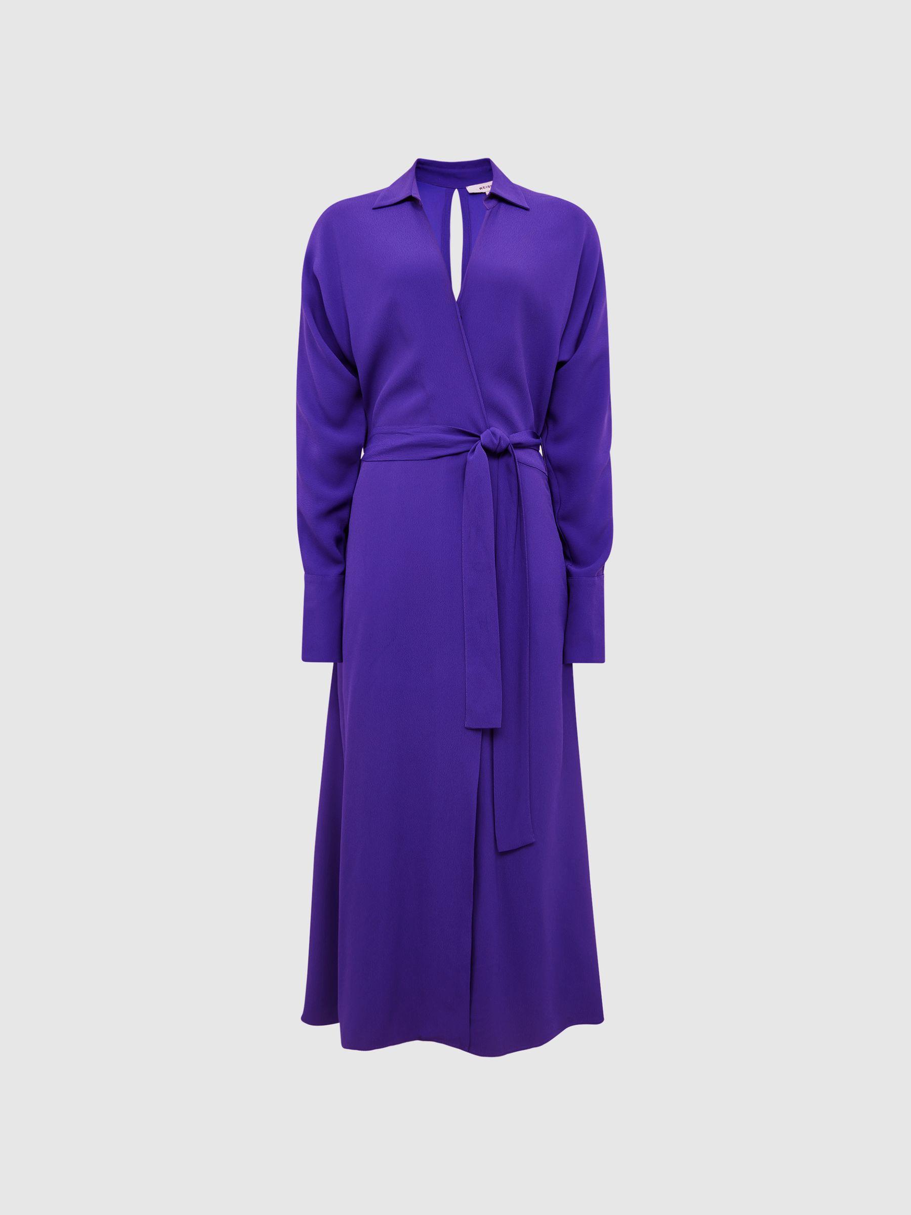 Wrap Shirt Midi Dress in Purple Product Image