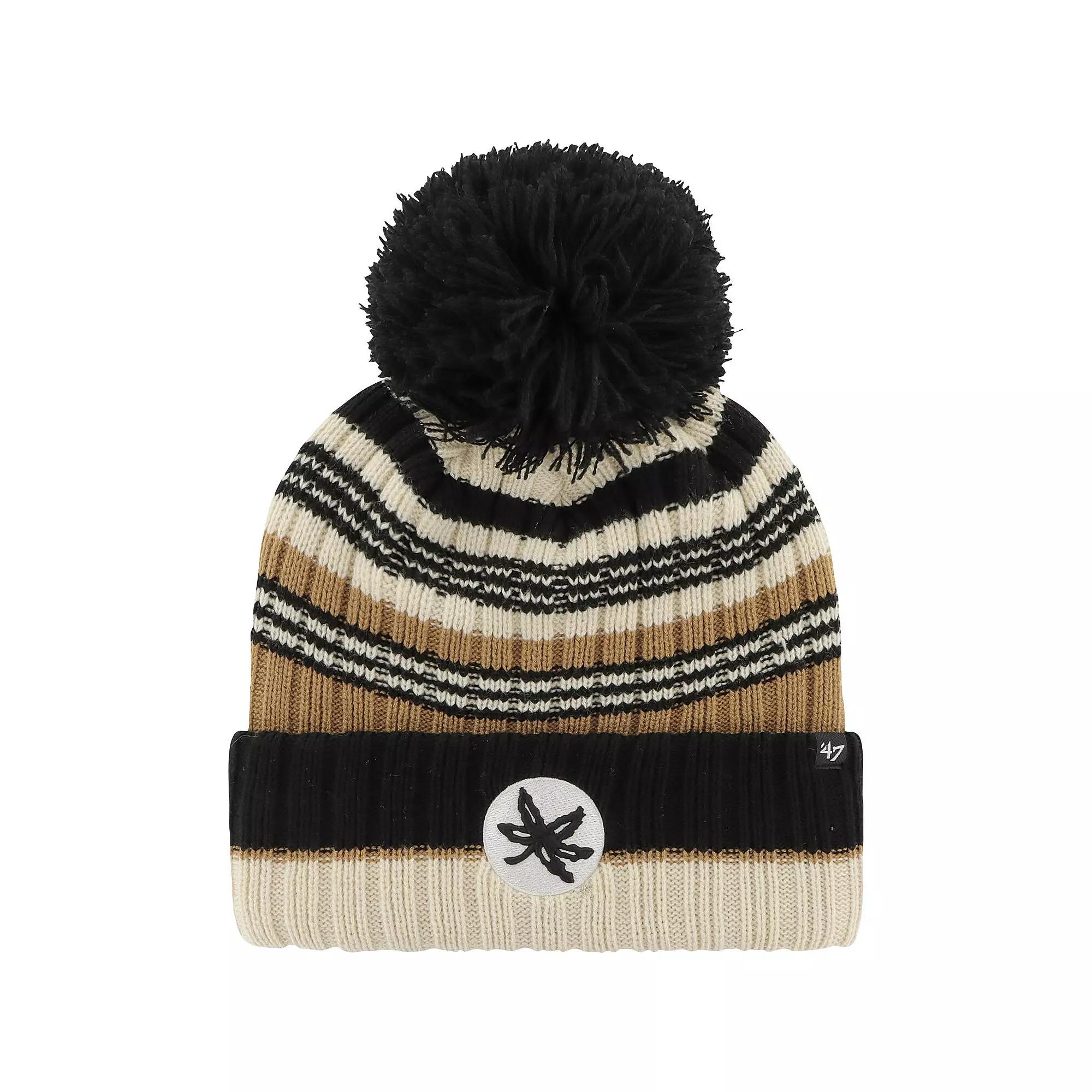 Women's '47 Khaki Ohio State Buckeyes Barista Cuffed Knit Hat with Pom, Beig K Product Image