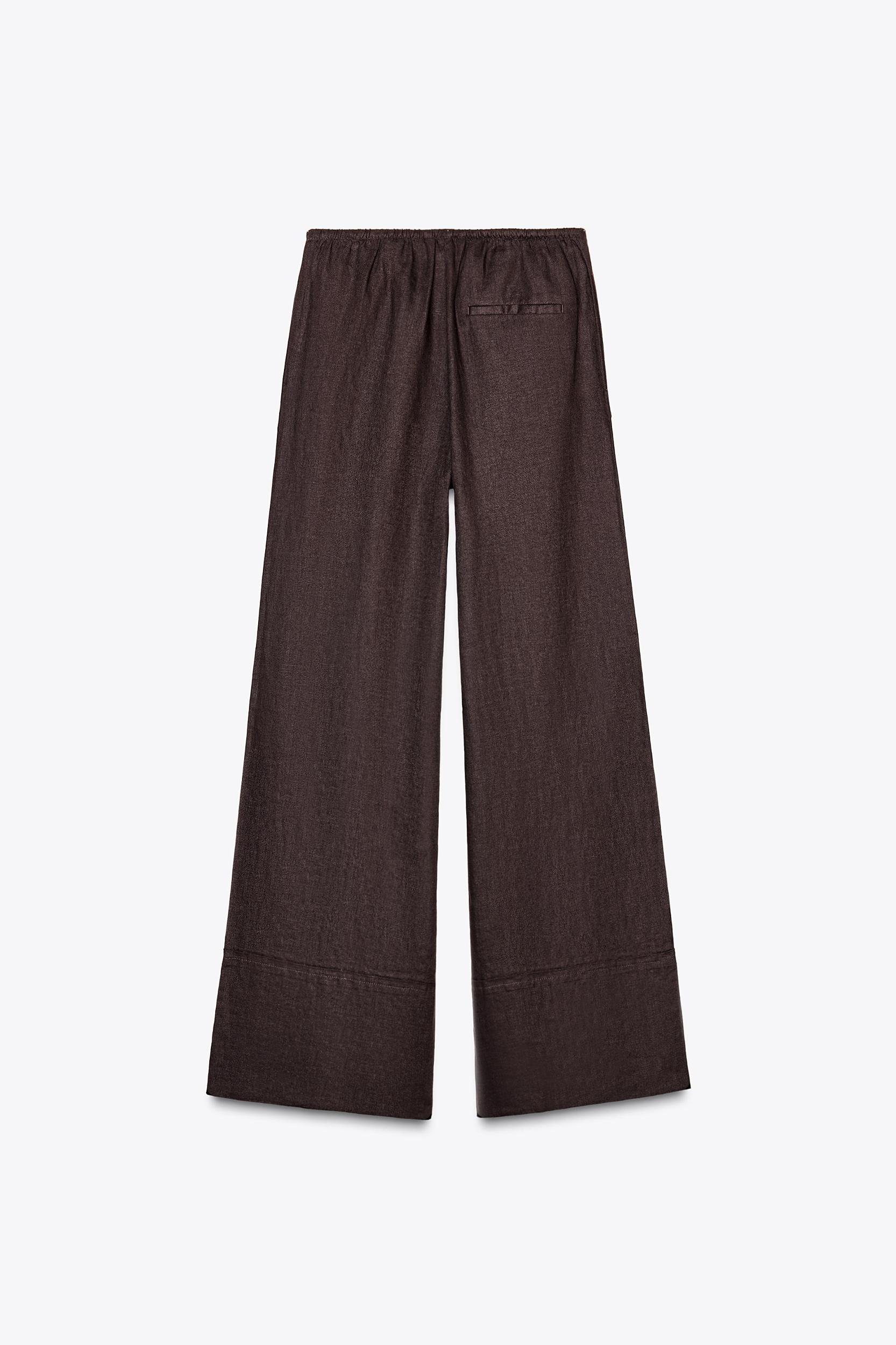 100% LINEN PALAZZO PANTS ZW COLLECTION Product Image