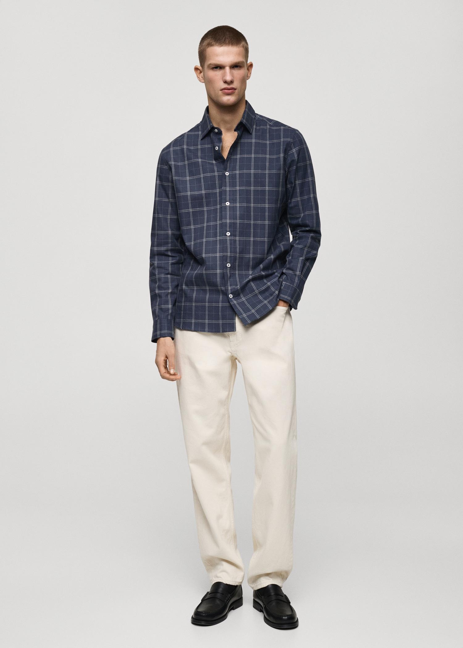 Regular fit check cotton shirt - Men | MANGO USA Product Image