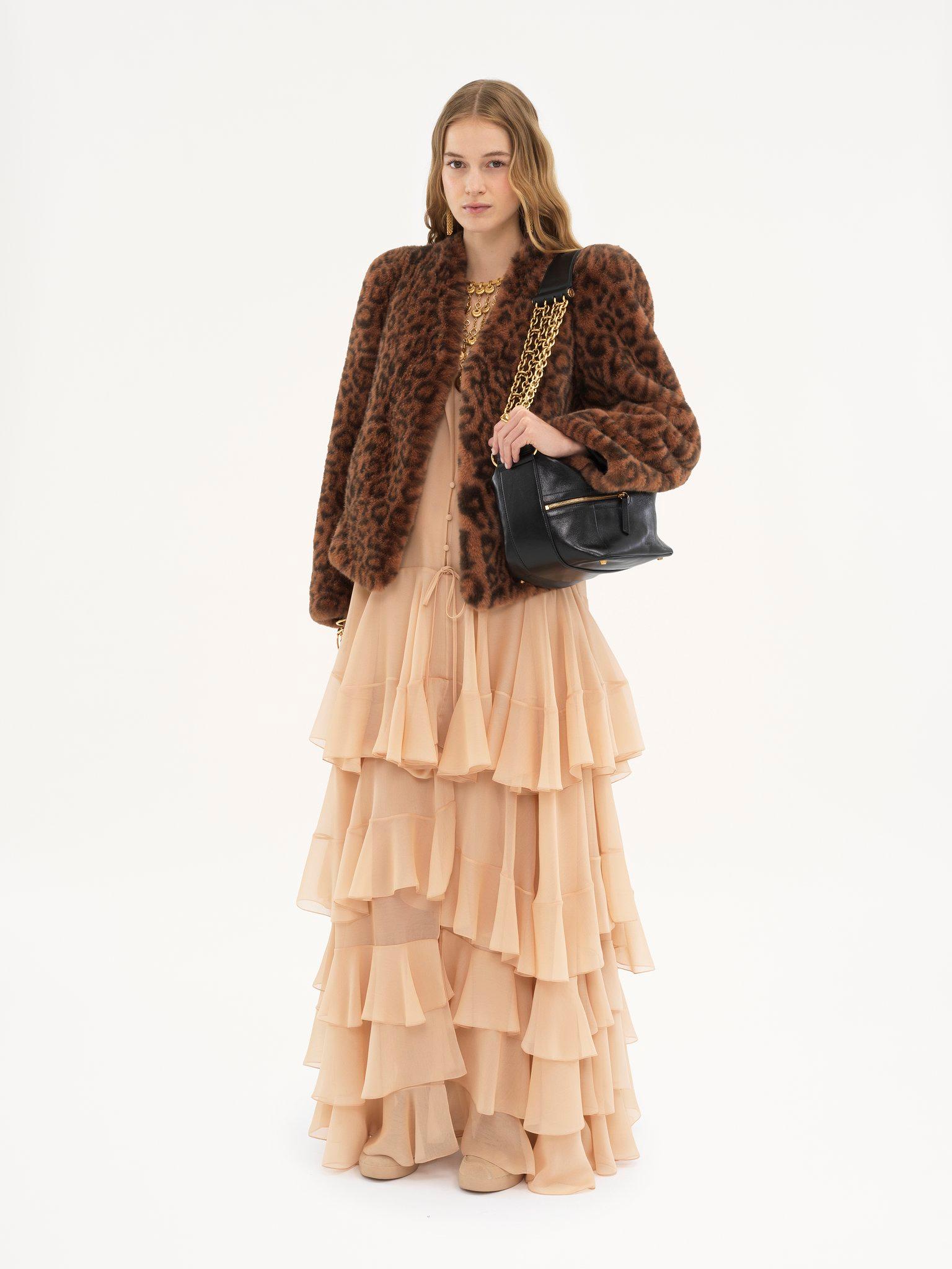 Tiered maxi dress in silk georgette Product Image