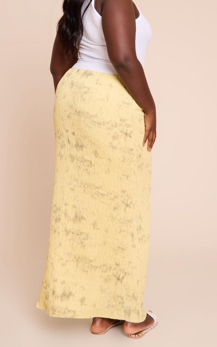 Plus Lemon Textured Printed Maxi Skirt Product Image