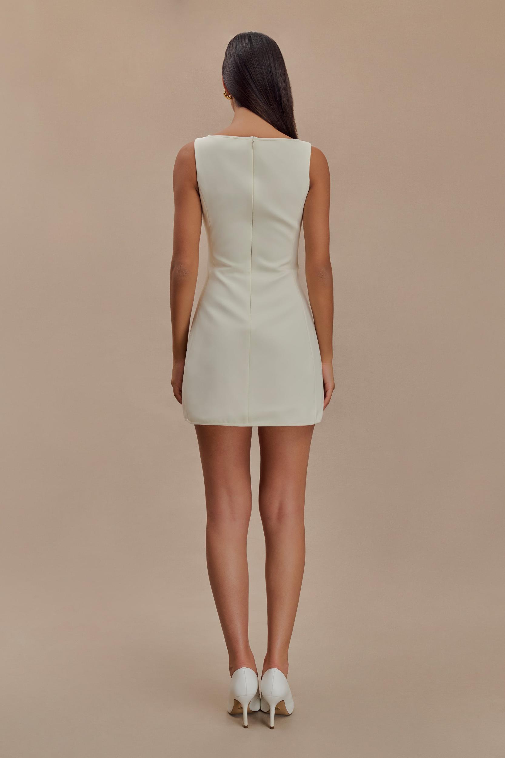 Evanna Sleeveless Suiting Mini Dress - Ivory Product Image