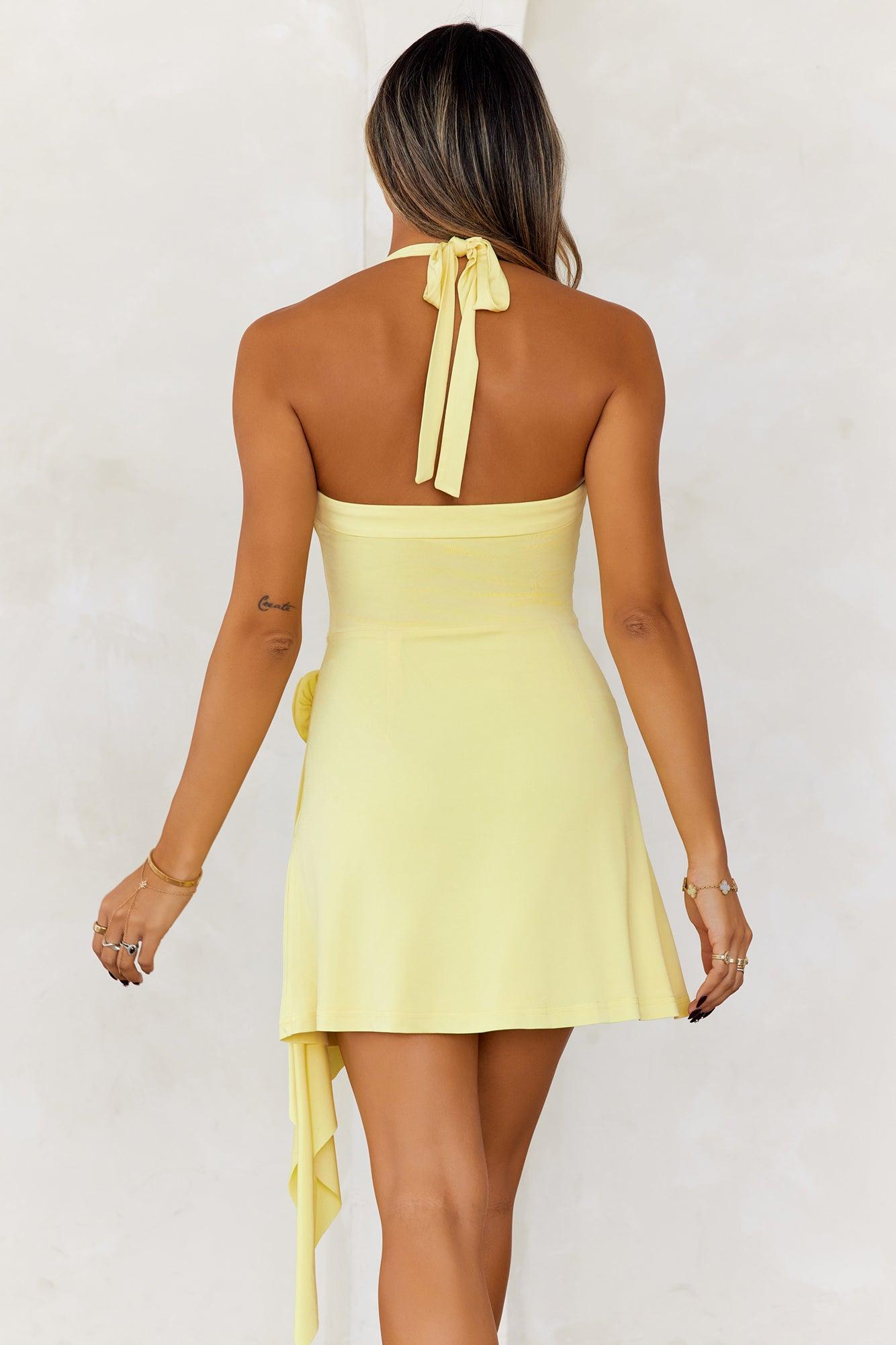Sunshine Serenade Halter Mini Dress Butter Product Image