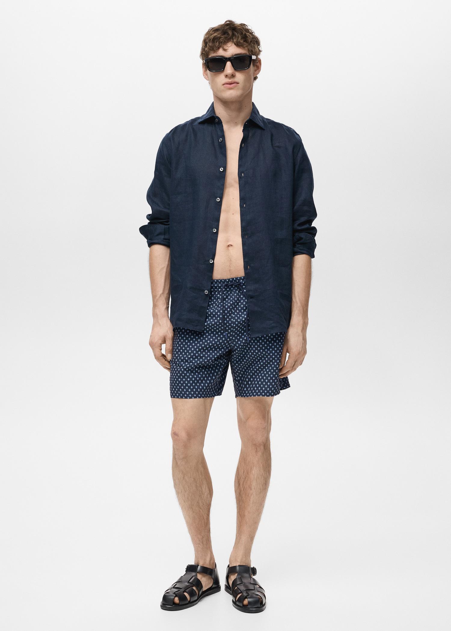 Geometric-print swimsuit - Men | MANGO USA Product Image