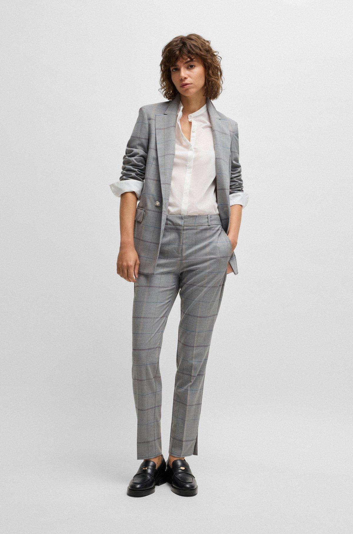 Formal trousers in checked stretch fabric Product Image