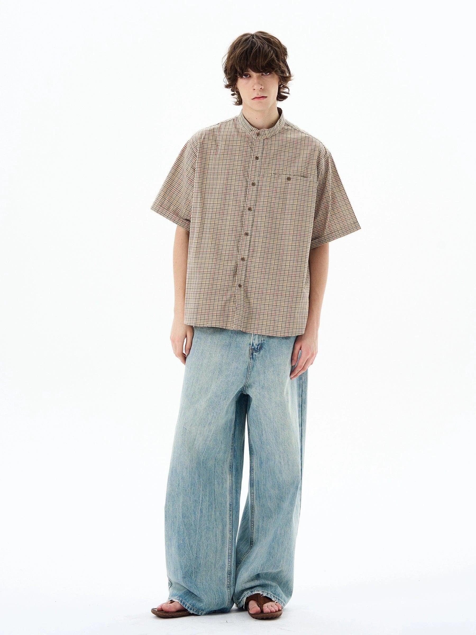 RT No. 18616 PLAID BUTTON-UP SHORT SLEEVE SHIRT Product Image