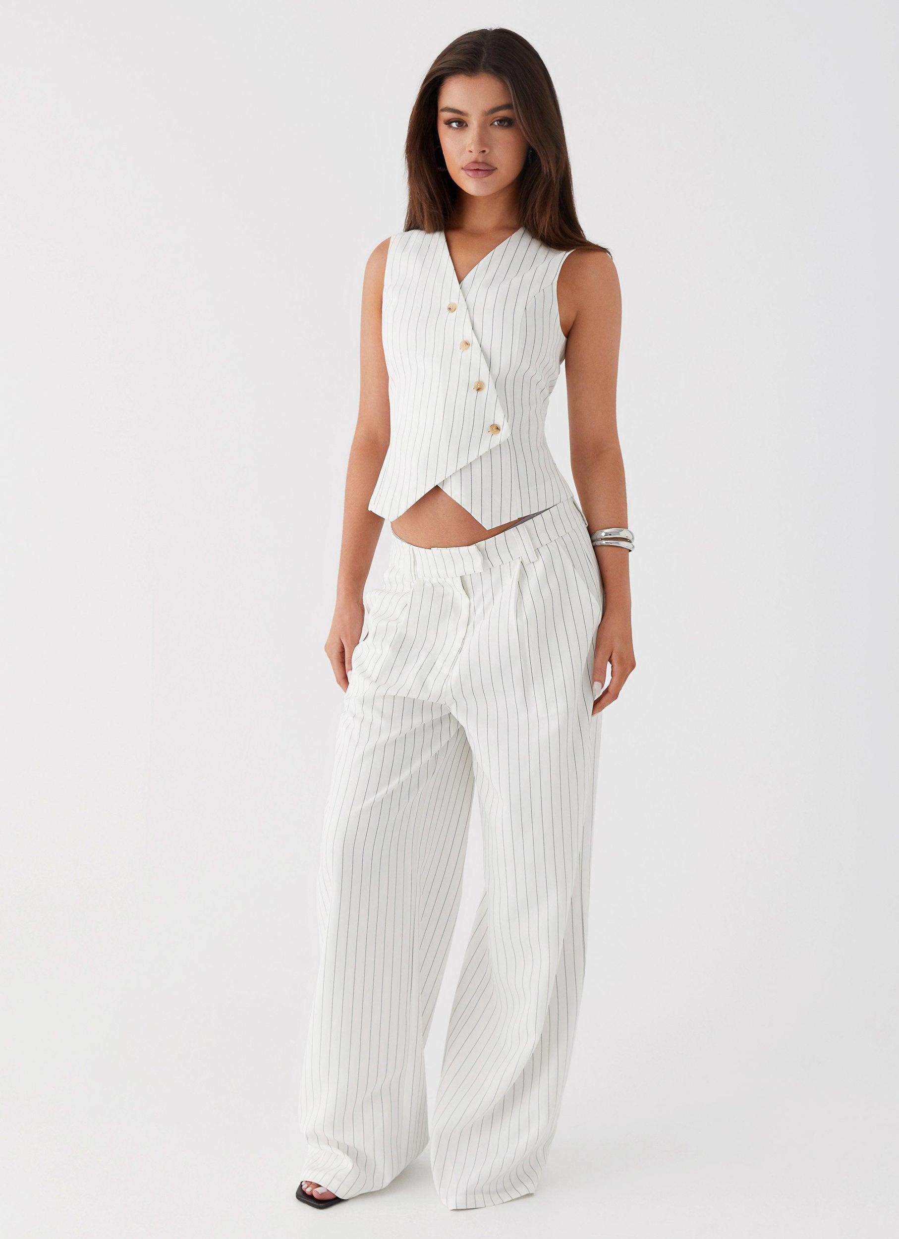 Midnight City Suit Pants - White Pinstripe Product Image