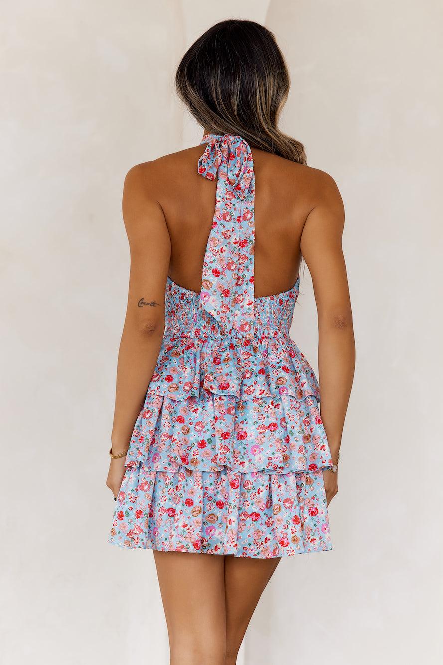 Perfection Of Her Halter Mini Dress Blue Product Image