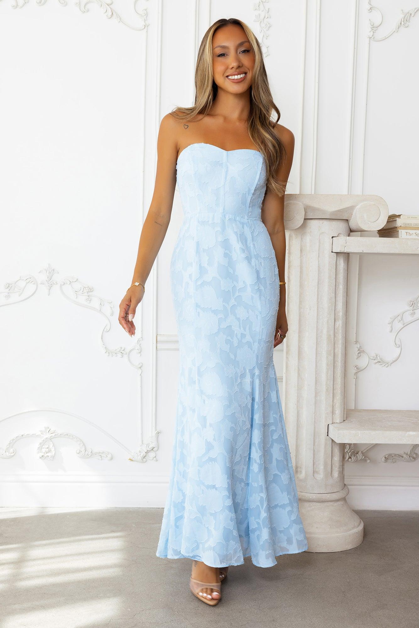 Sea Kissed Strapless Maxi Dress Blue Product Image
