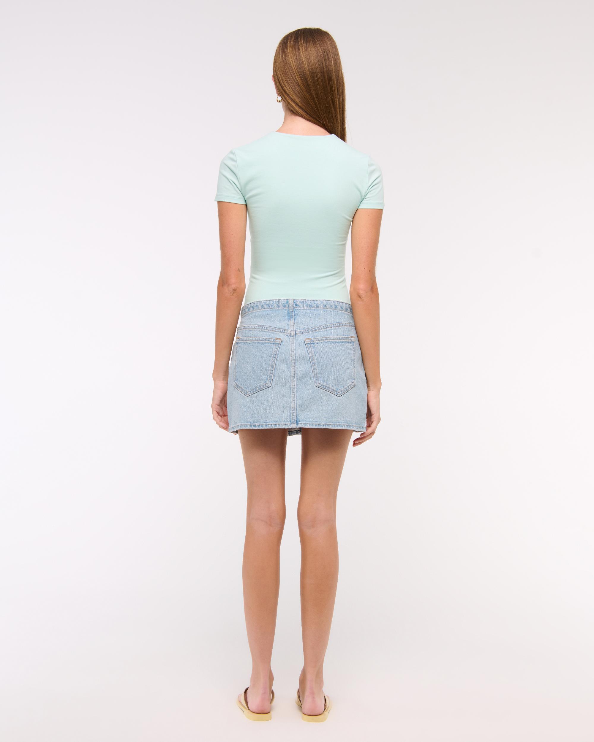 Short-Sleeve Cotton-Blend Seamless Fabric Crew Bodysuit Product Image