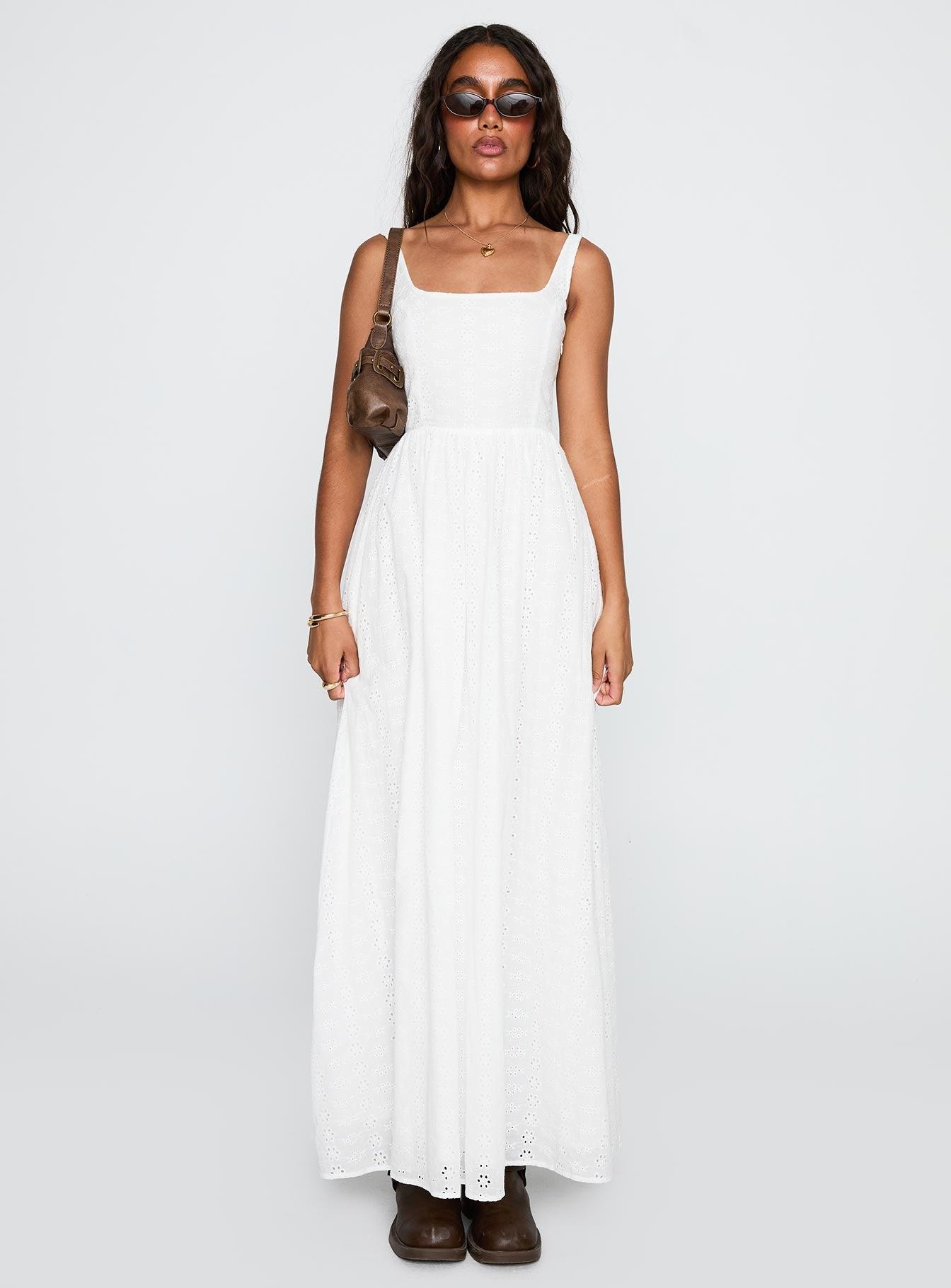 Cartmel Broderie Maxi Dress White Product Image