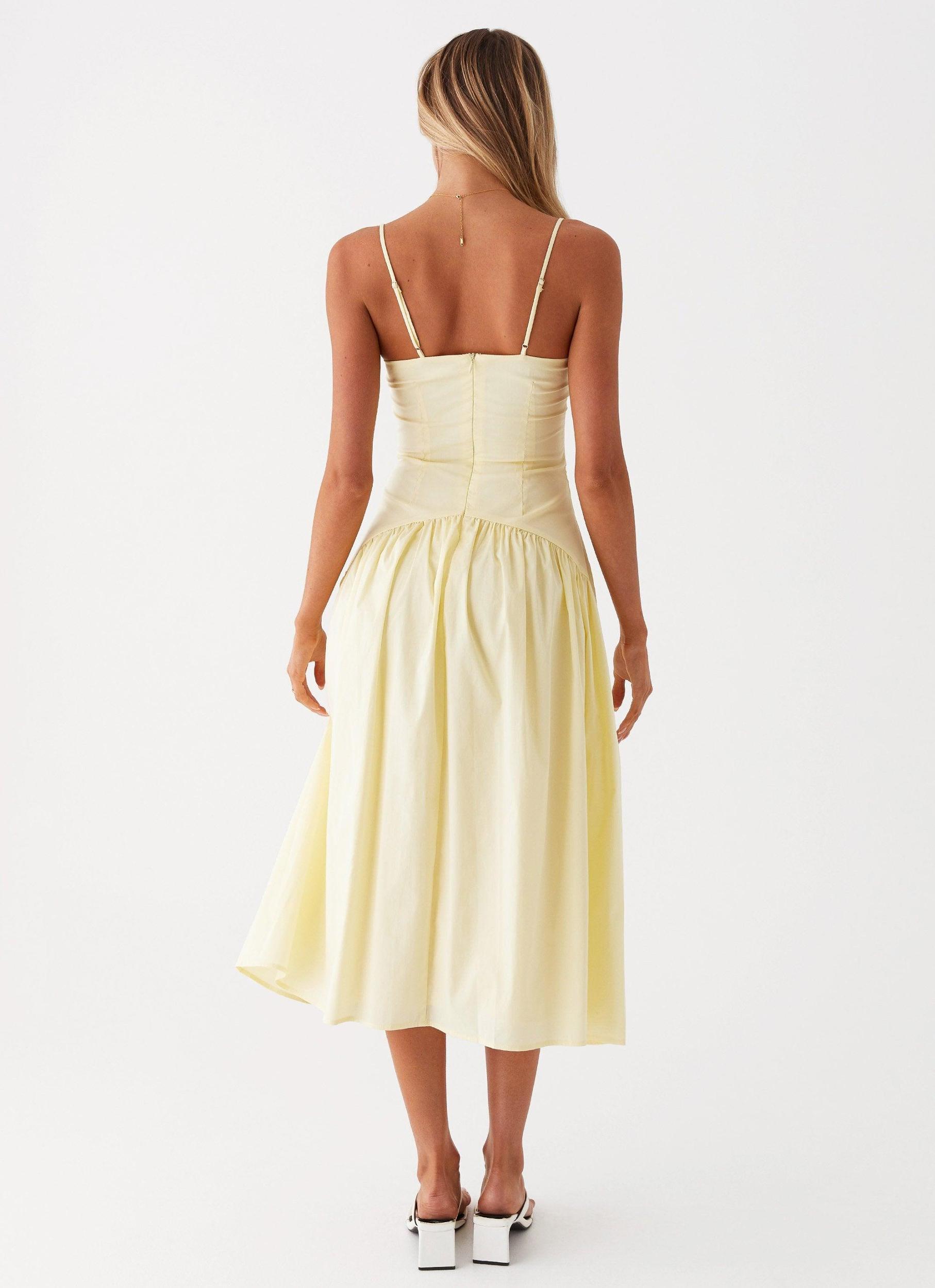 Yvette Corset Midi Dress - Yellow Product Image