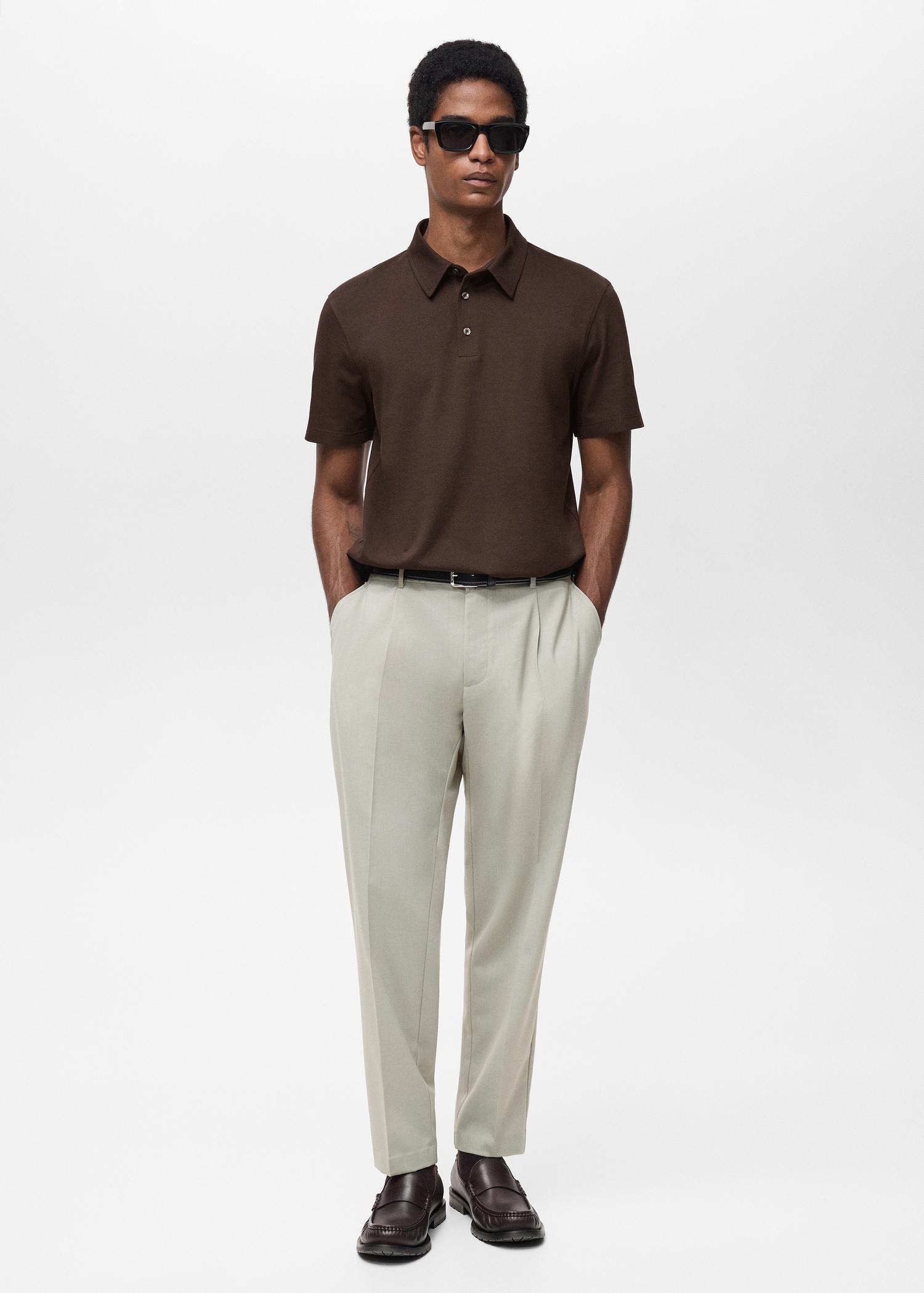 Slim-fit cotton-piqué polo shirt - Men | MANGO USA Product Image